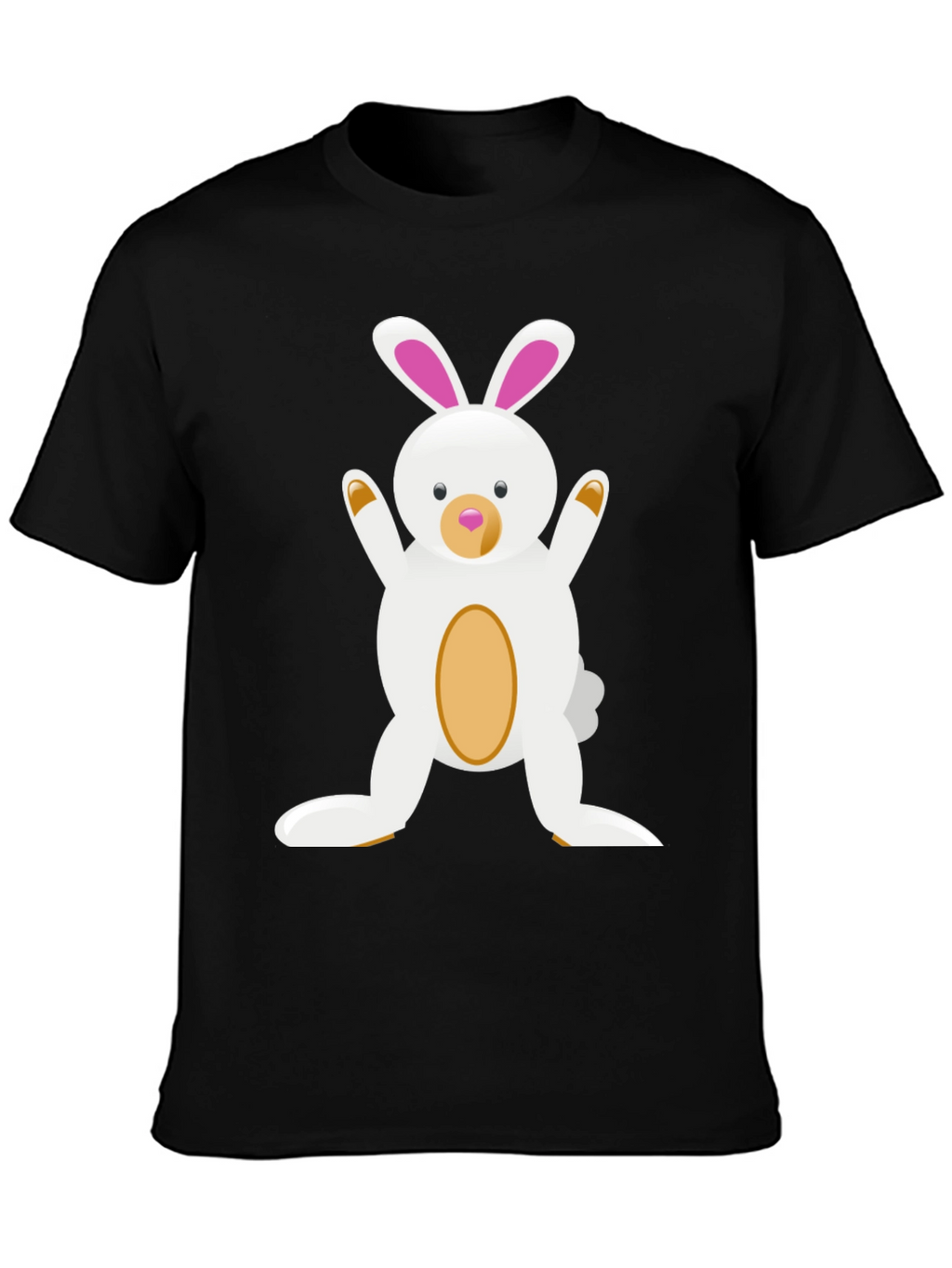 Cute Cartoon Easter Bunny Black T-Shirt