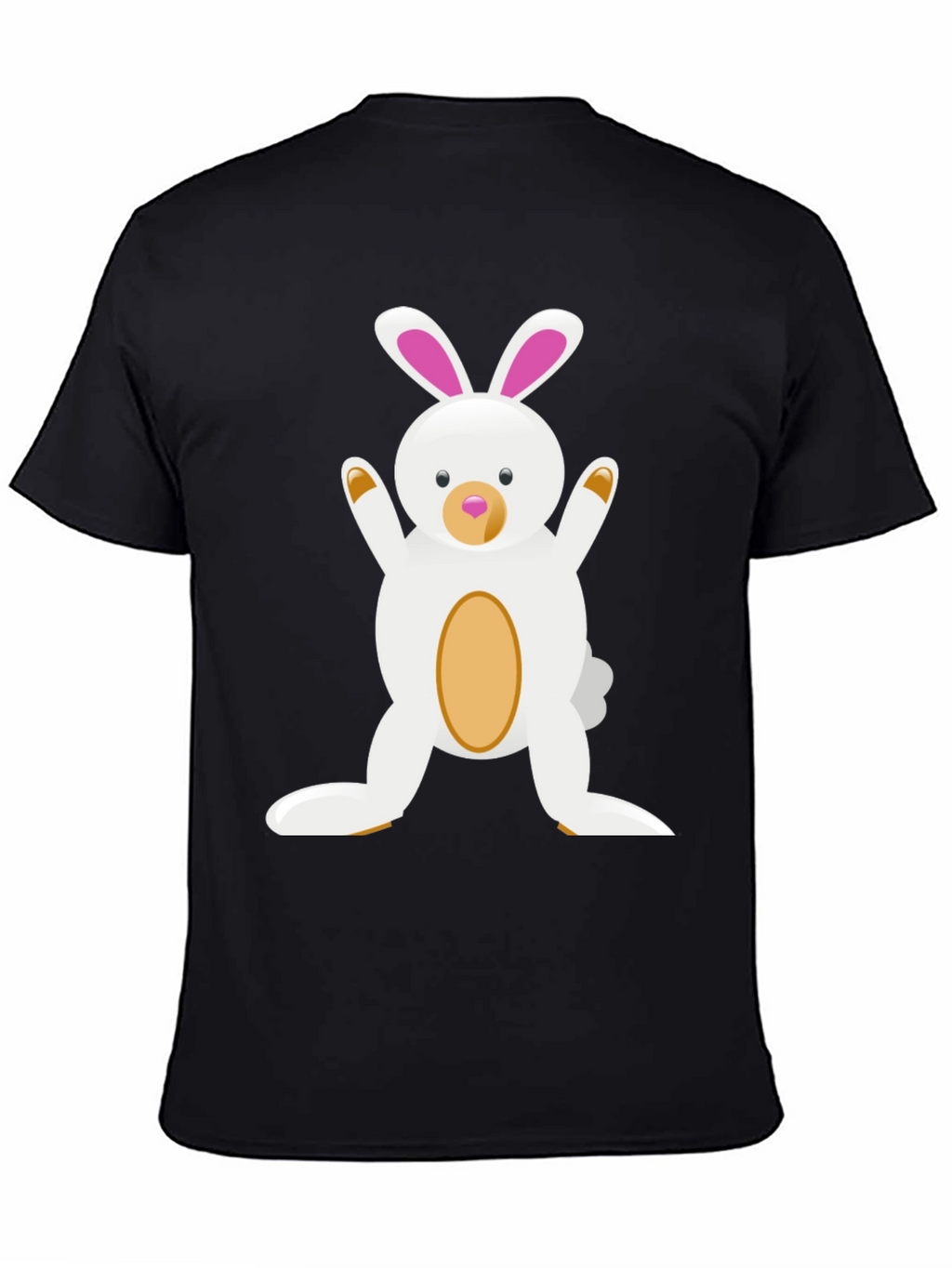 Cute Cartoon Easter Bunny Black T-Shirt
