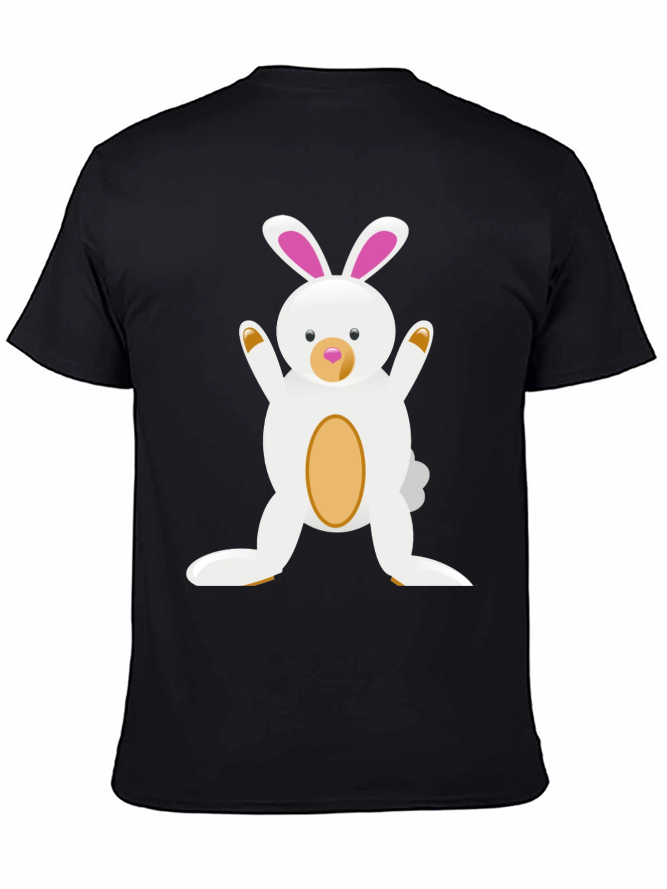 Cute Cartoon Easter Bunny Black T-Shirt