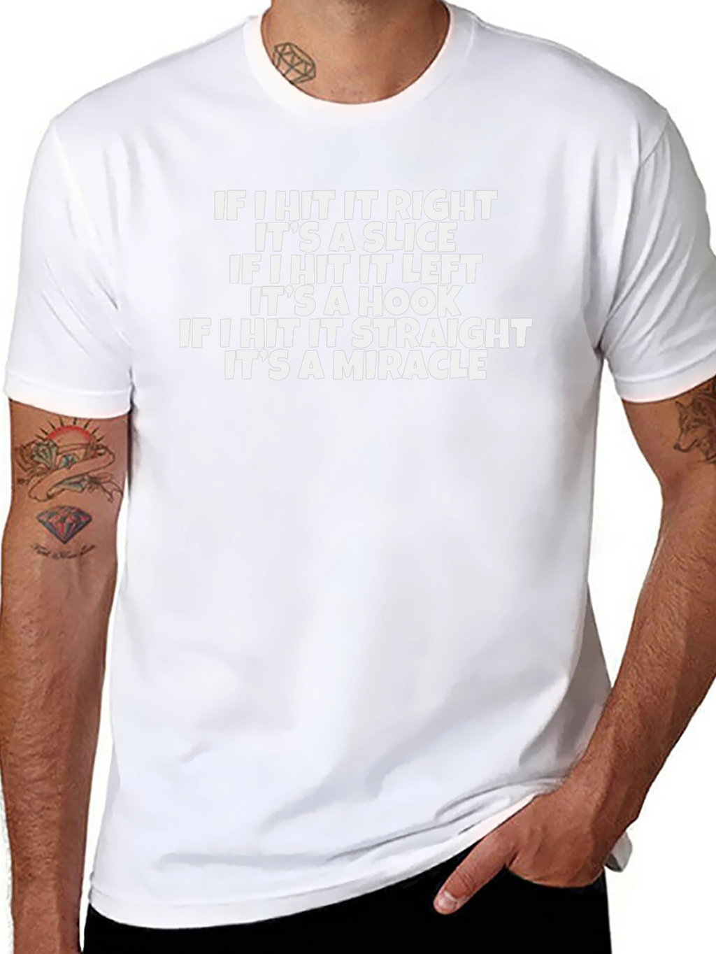 Golf Humor T-Shirt: Slice Hook Miracle Tee