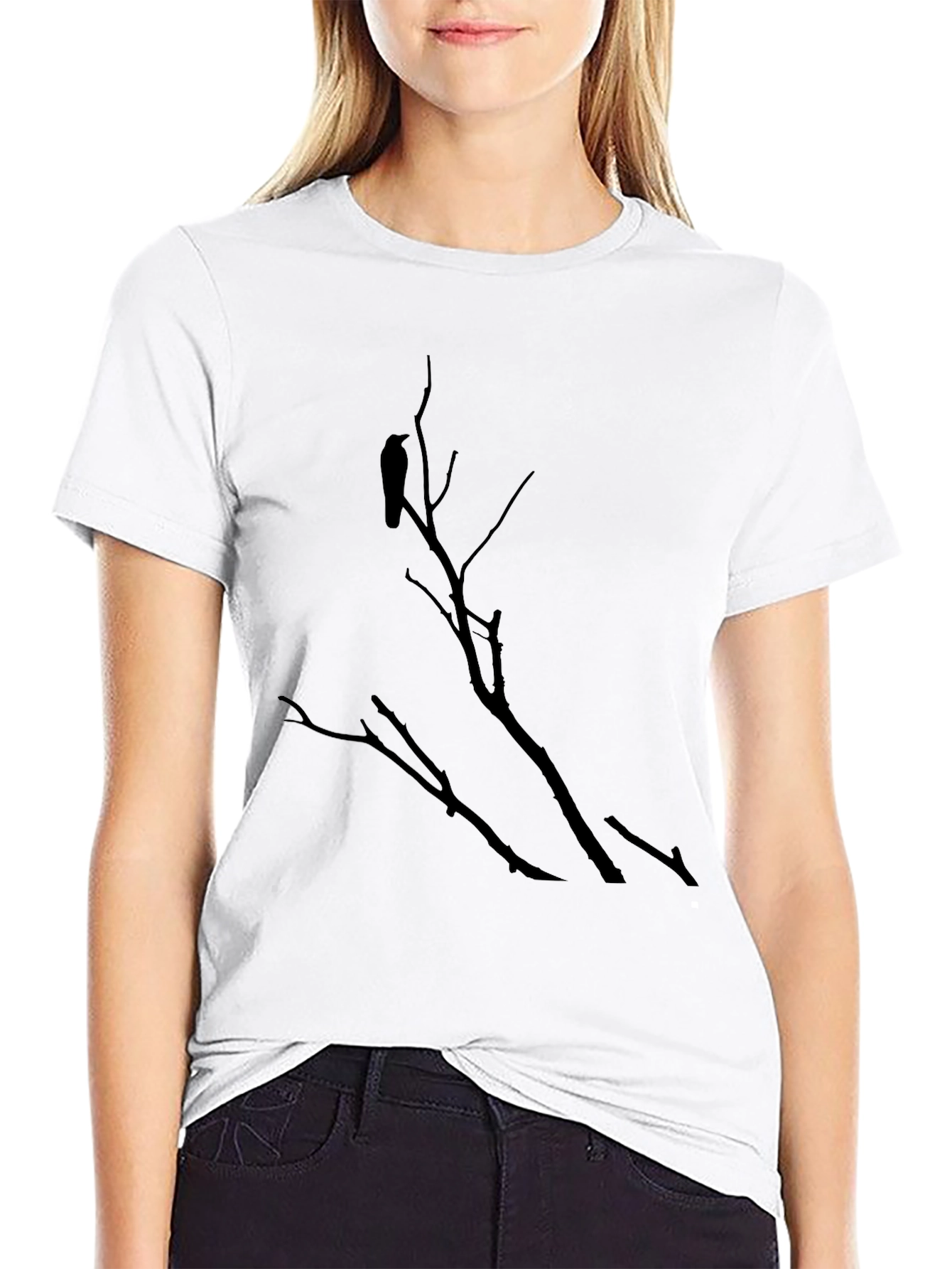 Raven on Branch Black T-Shirt