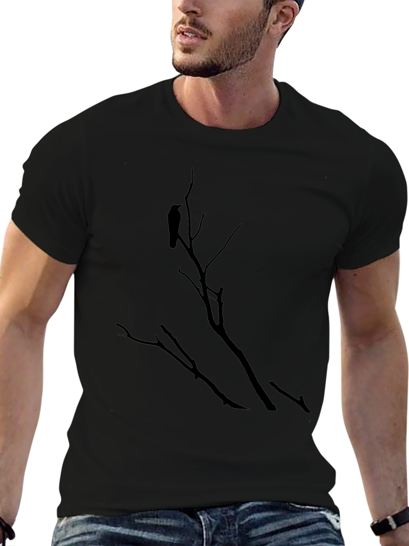 Raven on Branch Black T-Shirt