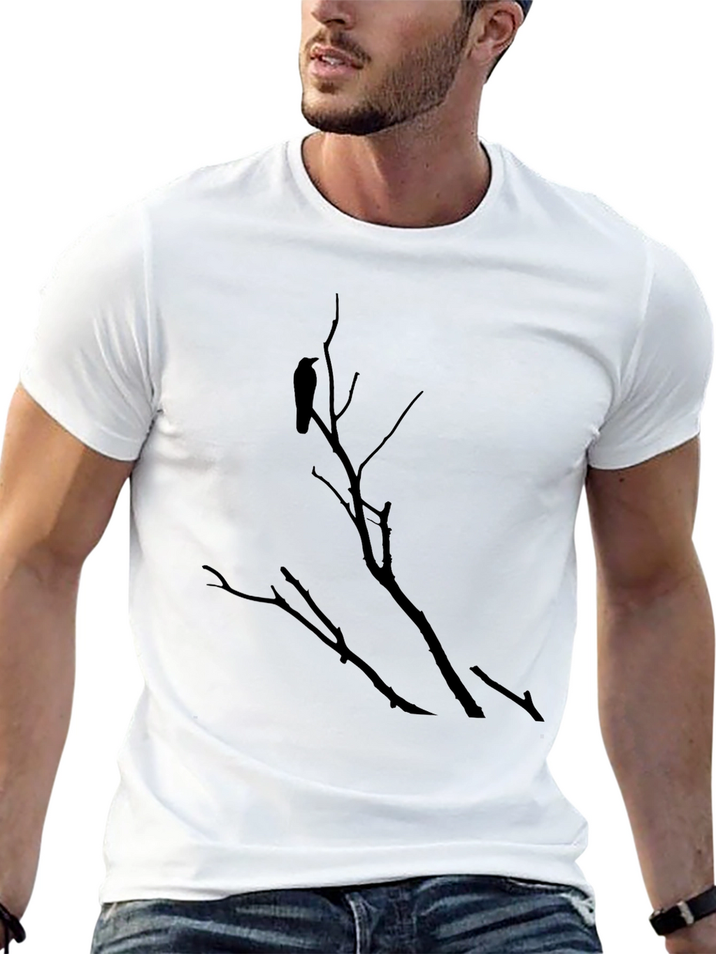 Raven on Branch Black T-Shirt