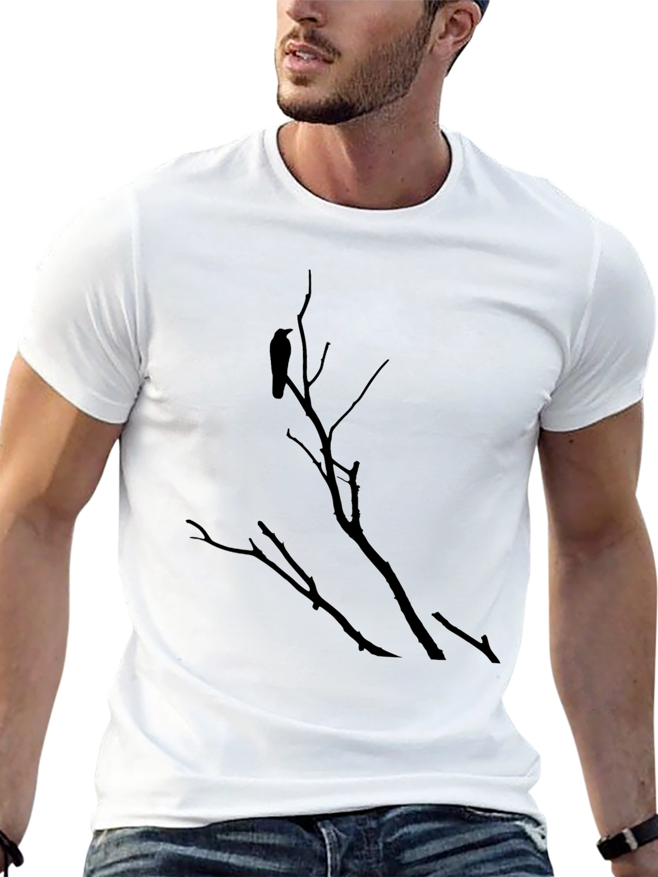 Raven on Branch Black T-Shirt