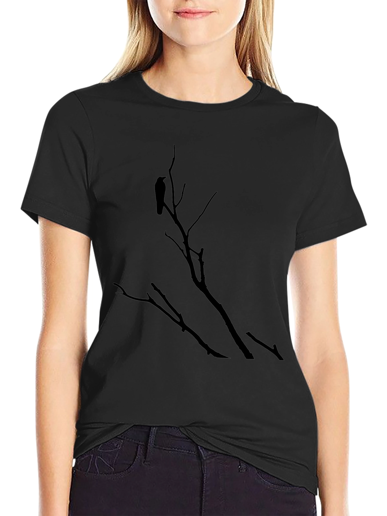 Raven on Branch Black T-Shirt