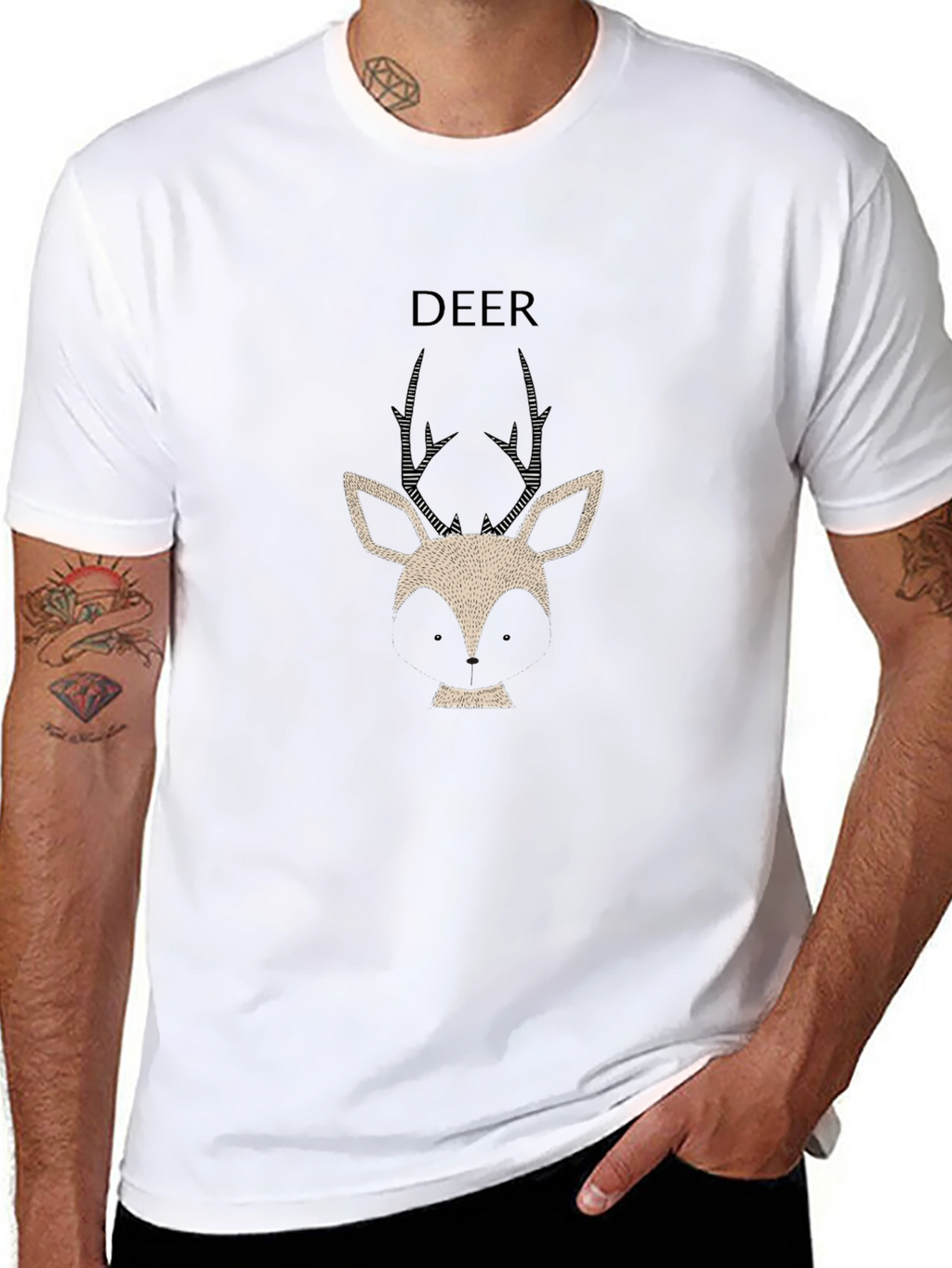 Deer Graphic Tee - Stylish Mens Black T-Shirt