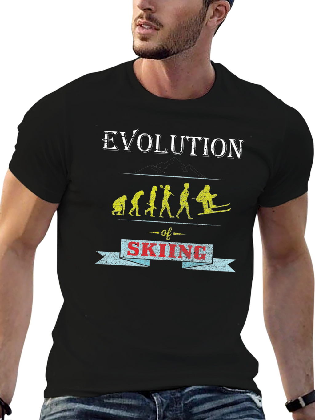 Evolution of Skiing Graphic Tee - Black