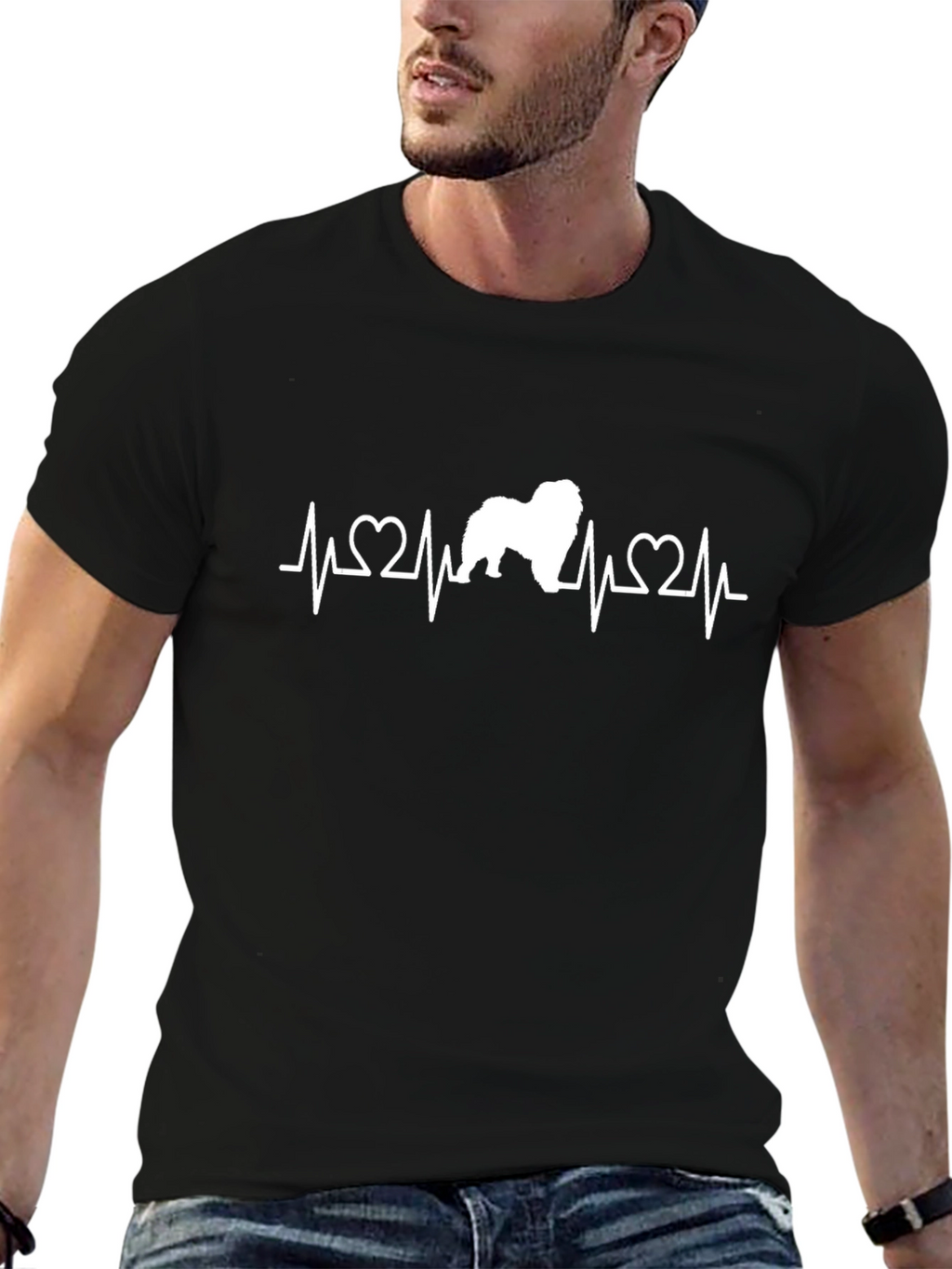 Dog Heartbeat T-Shirt - Black Cotton Graphic Tee