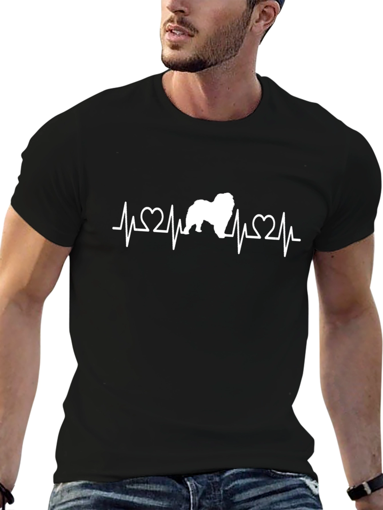 Dog Heartbeat T-Shirt - Black Cotton Graphic Tee