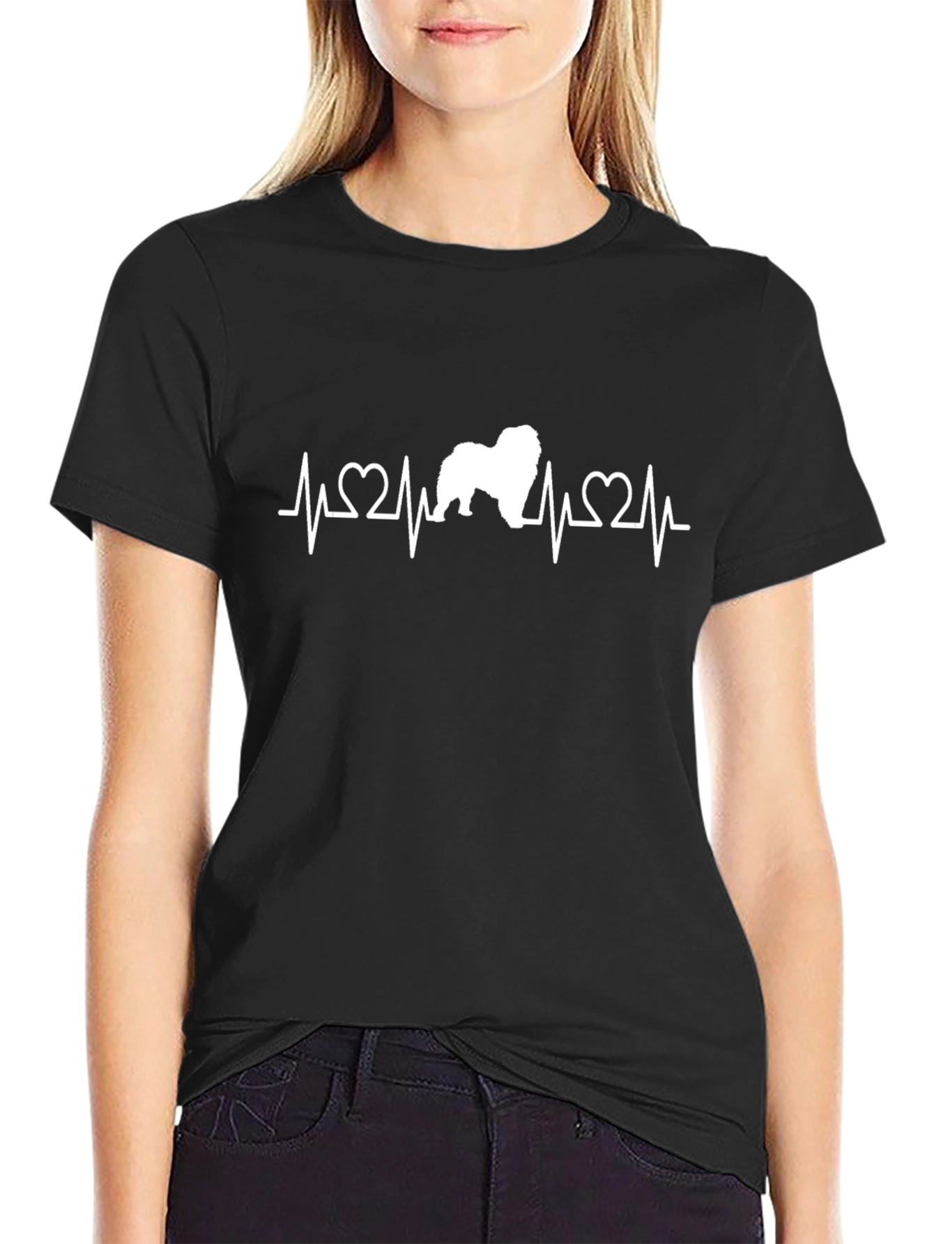 Dog Heartbeat T-Shirt - Black Cotton Graphic Tee