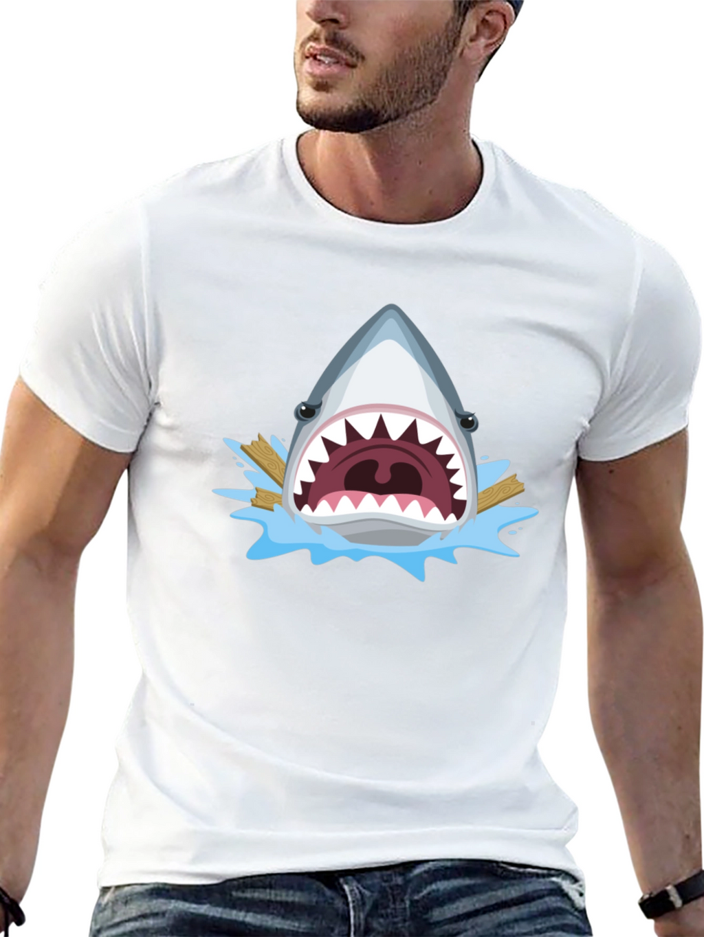 Shark Attack Graphic Tee - Mens Black T-Shirt