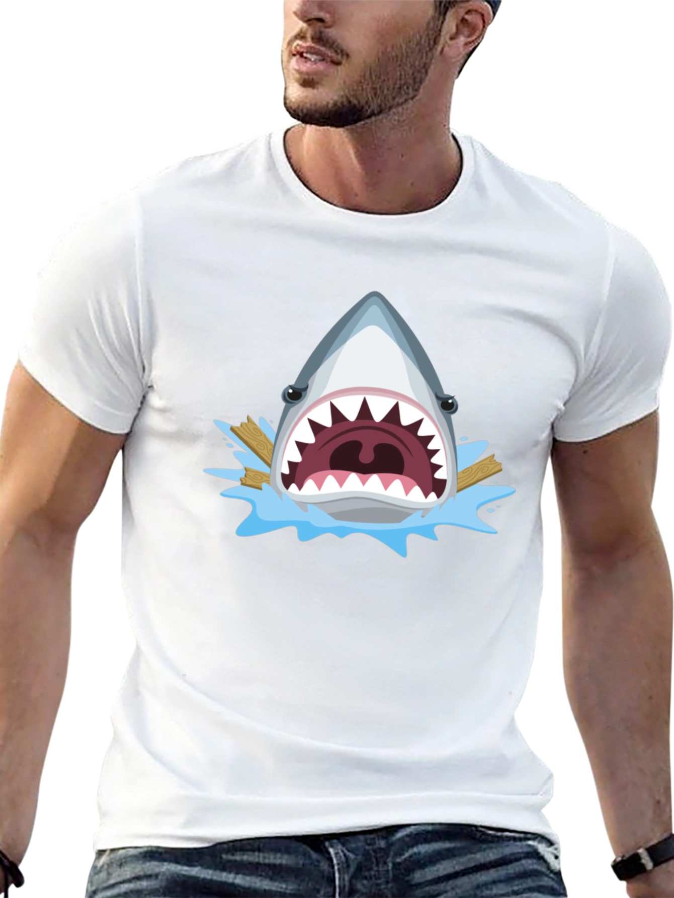 Shark Attack Graphic Tee - Mens Black T-Shirt