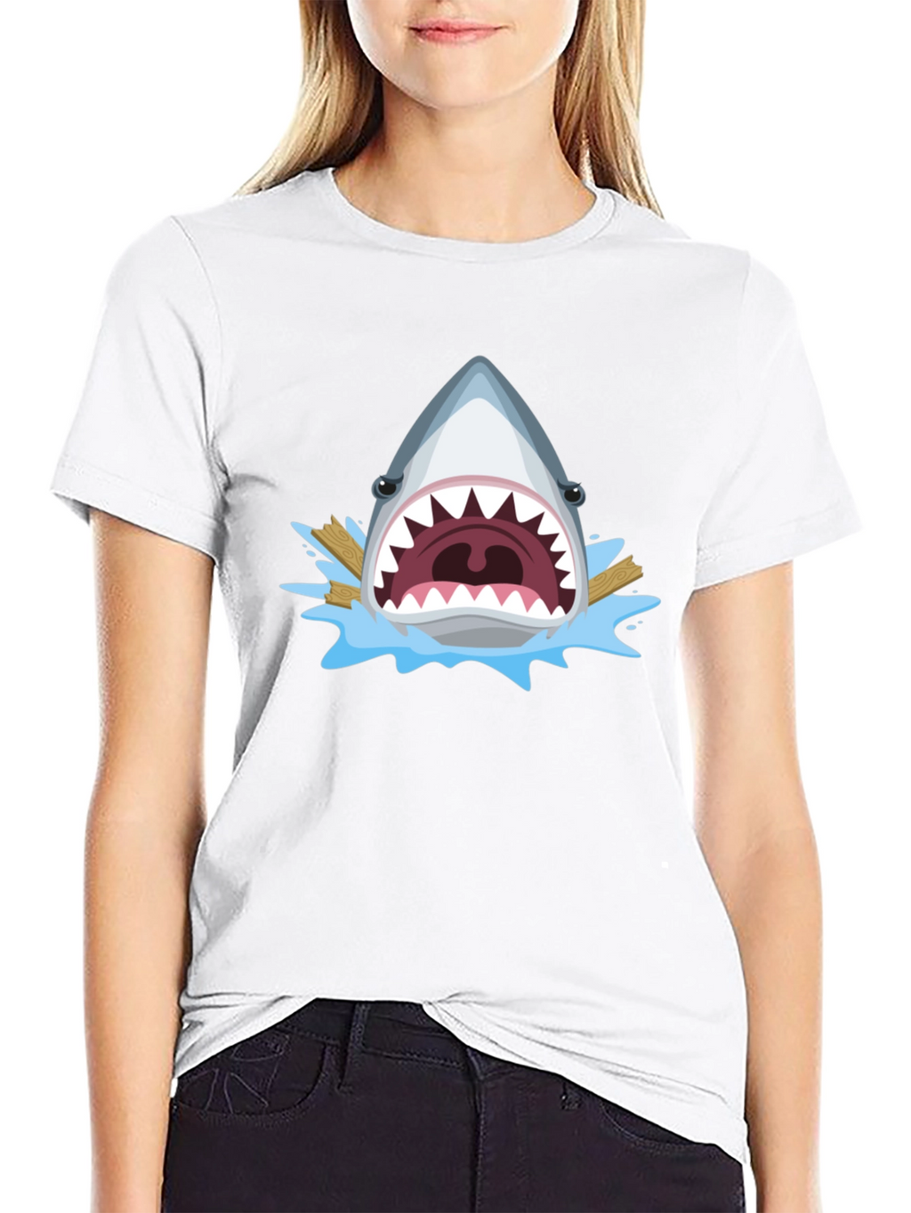 Shark Attack Graphic Tee - Mens Black T-Shirt