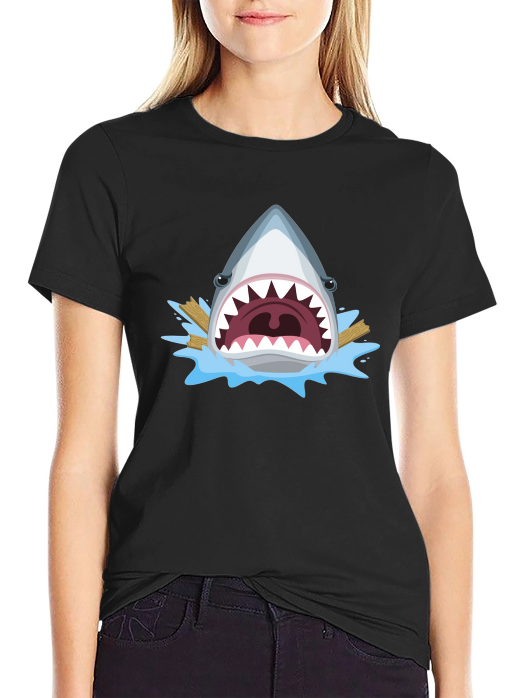 Shark Attack Graphic Tee - Mens Black T-Shirt
