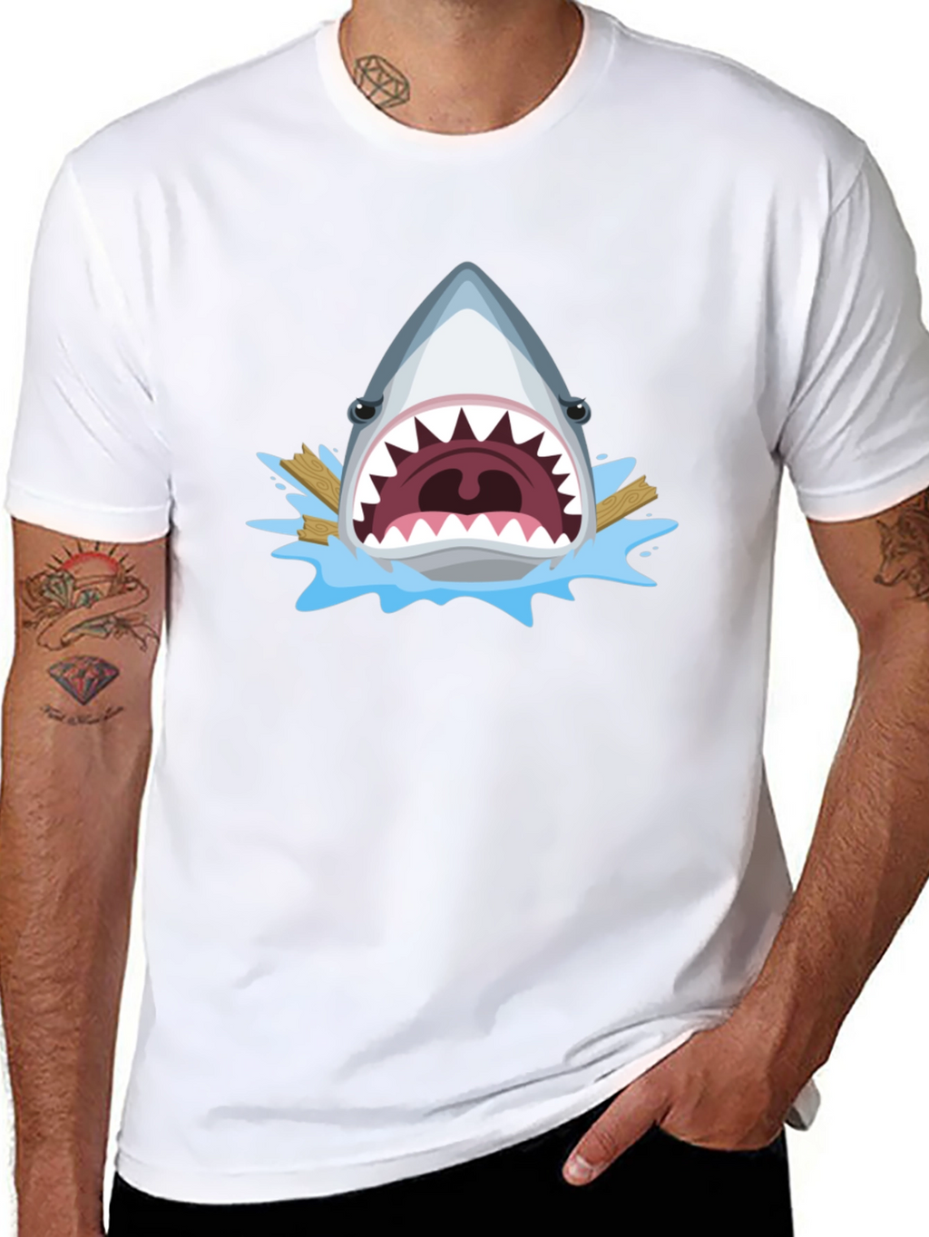 Shark Attack Graphic Tee - Mens Black T-Shirt