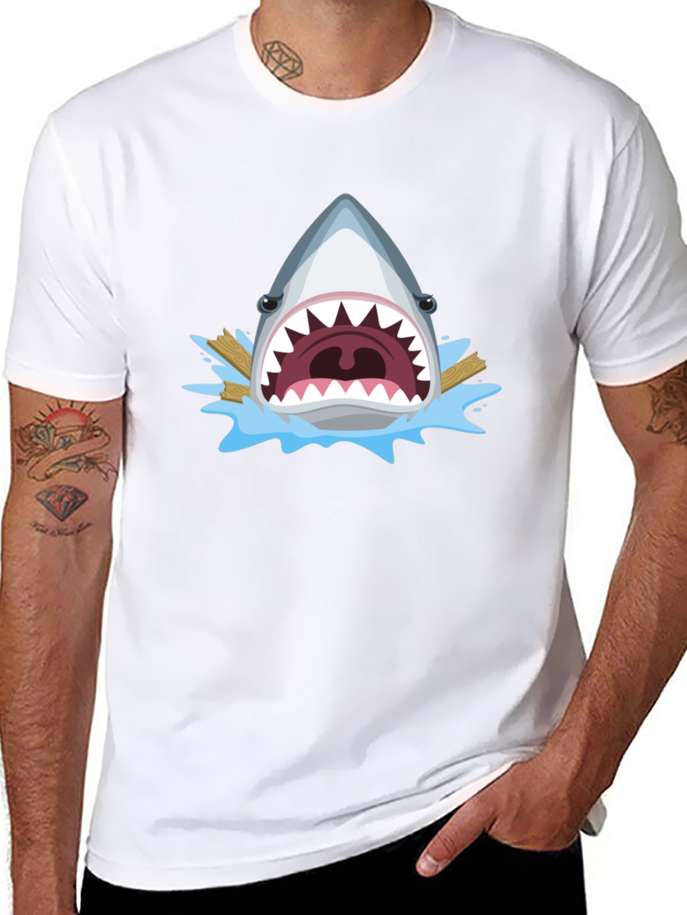 Shark Attack Graphic Tee - Mens Black T-Shirt