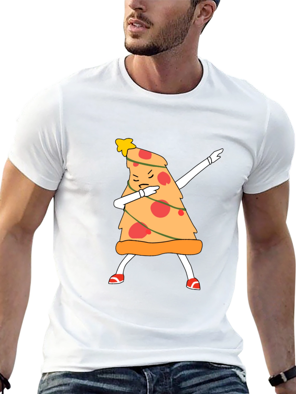 Dabbing Pizza Slice Christmas Tree T-Shirt