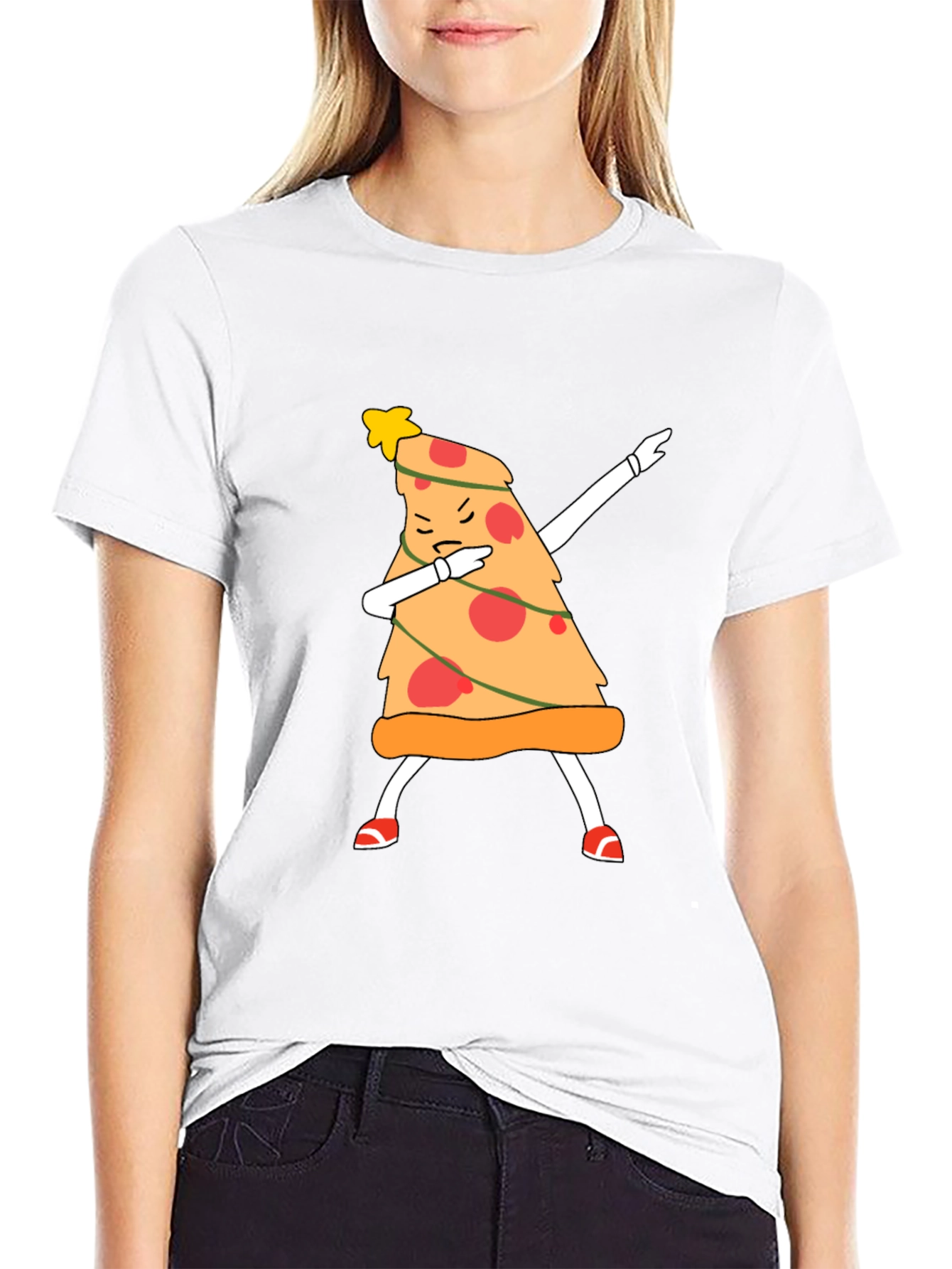 Dabbing Pizza Slice Christmas Tree T-Shirt
