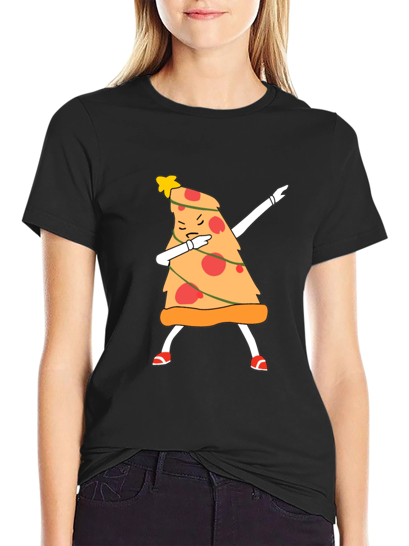 Dabbing Pizza Slice Christmas Tree T-Shirt