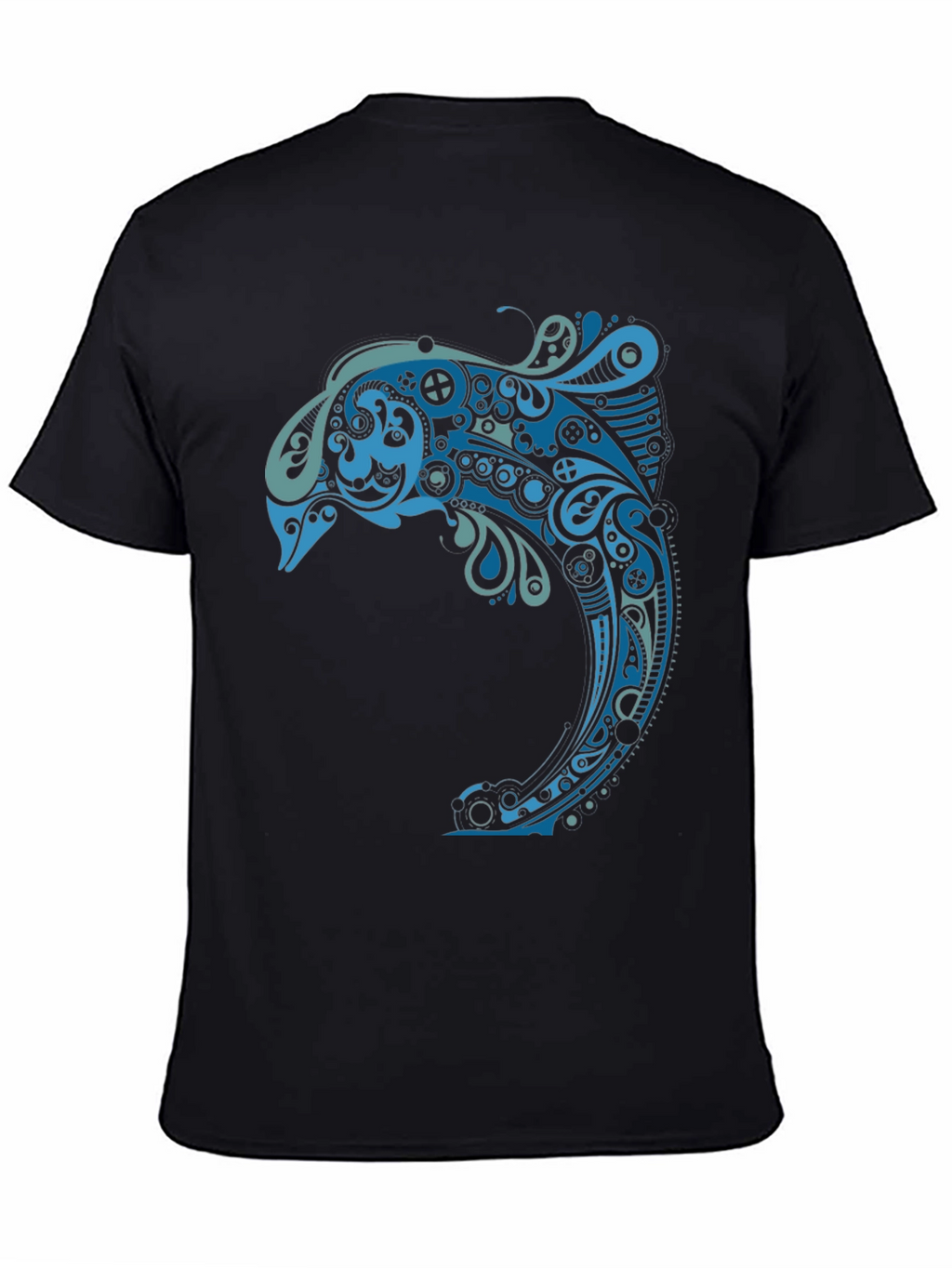 Abstract Dolphin Graphic Tee - Mens Black T-Shirt