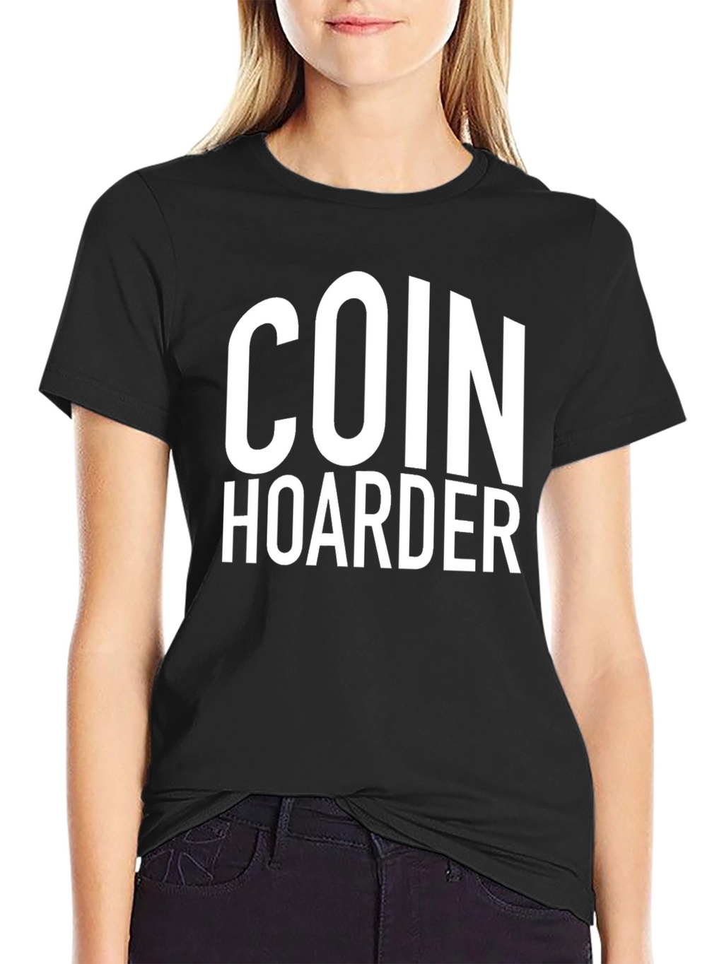 Coin Hoarder Graphic Tee - Black Crew Neck