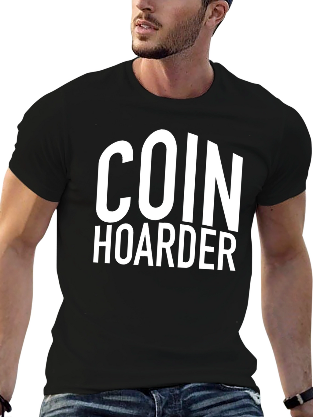Coin Hoarder Graphic Tee - Black Crew Neck
