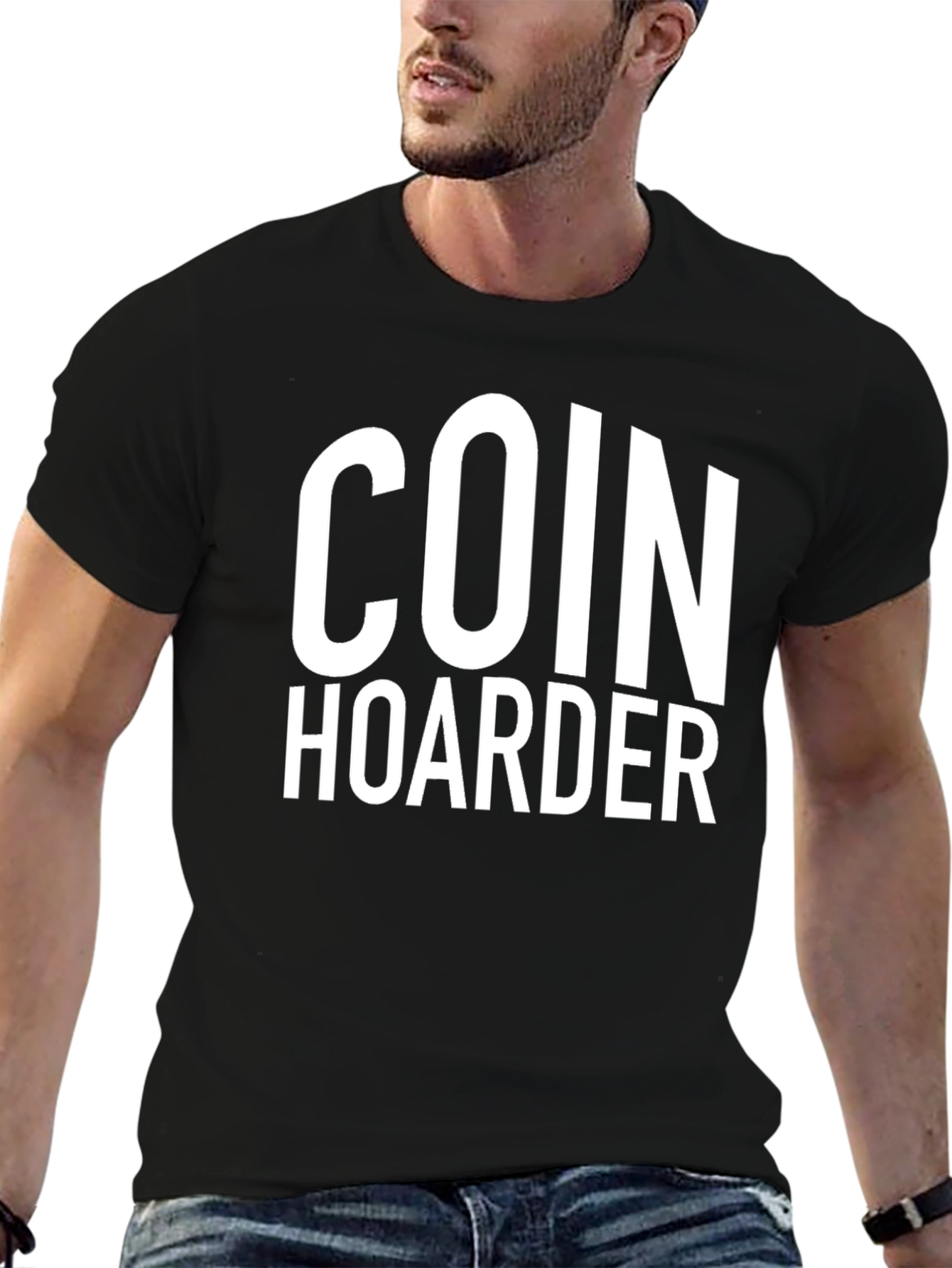 Coin Hoarder Graphic Tee - Black Crew Neck