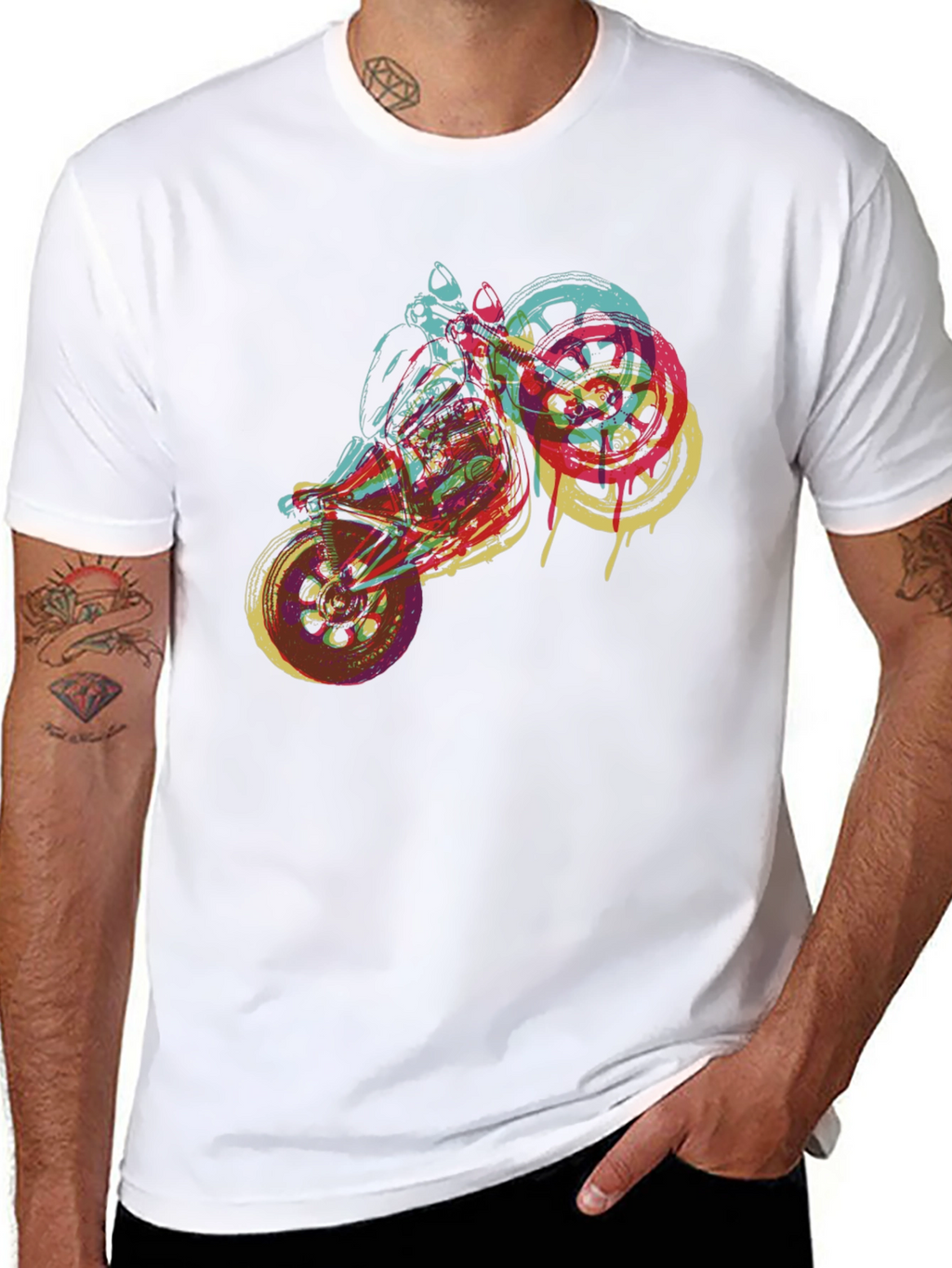 Motorcycle Graphic Tee - Bold Artistic Design