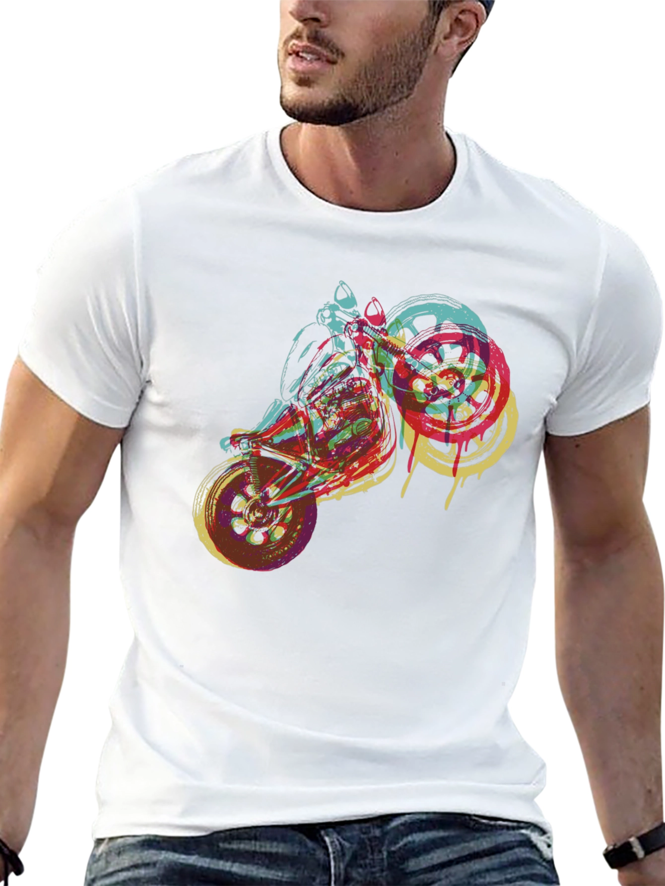 Motorcycle Graphic Tee - Bold Artistic Design
