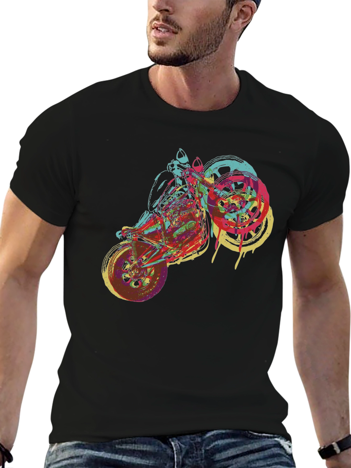 Motorcycle Graphic Tee - Bold Artistic Design