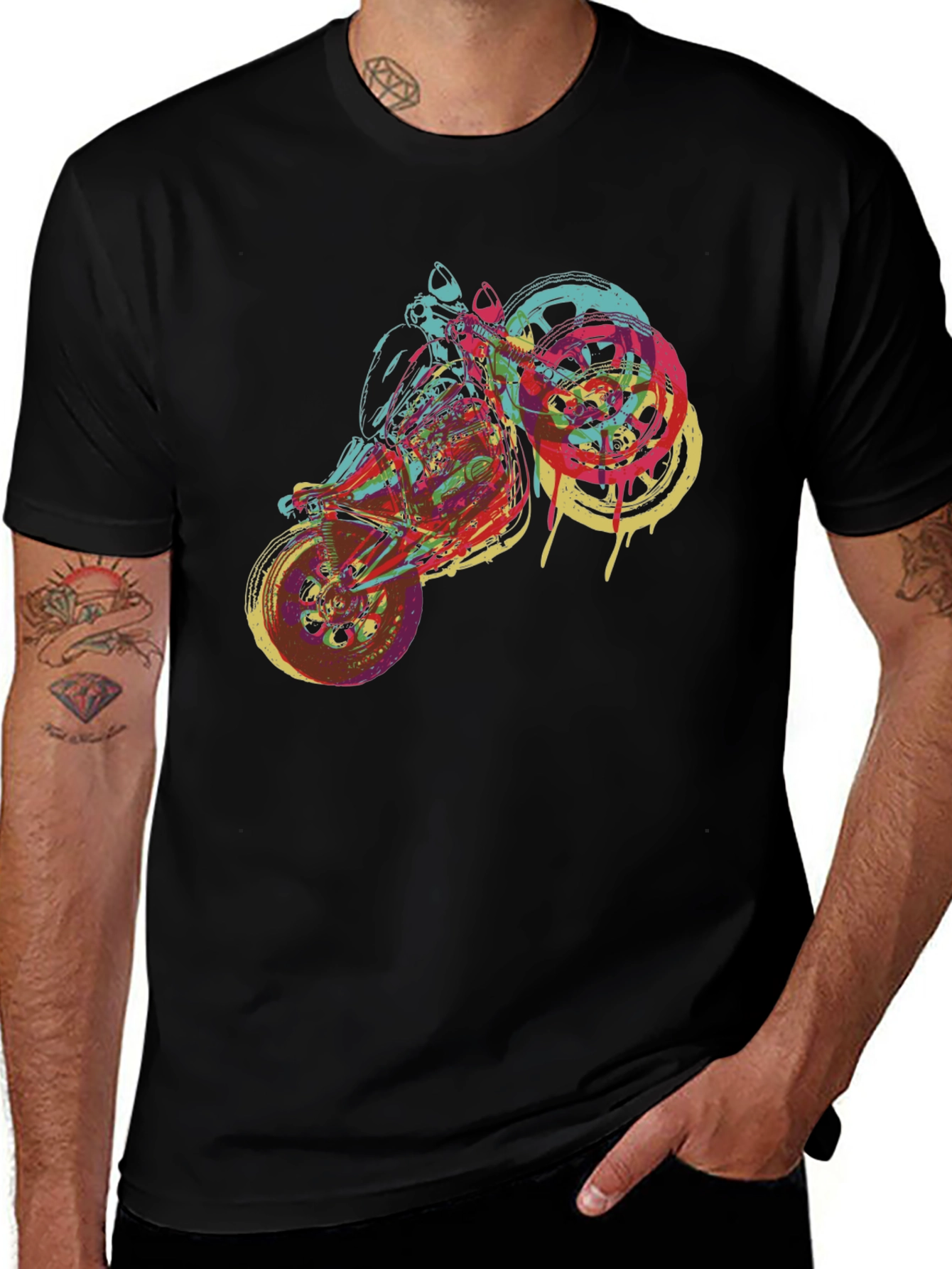 Motorcycle Graphic Tee - Bold Artistic Design