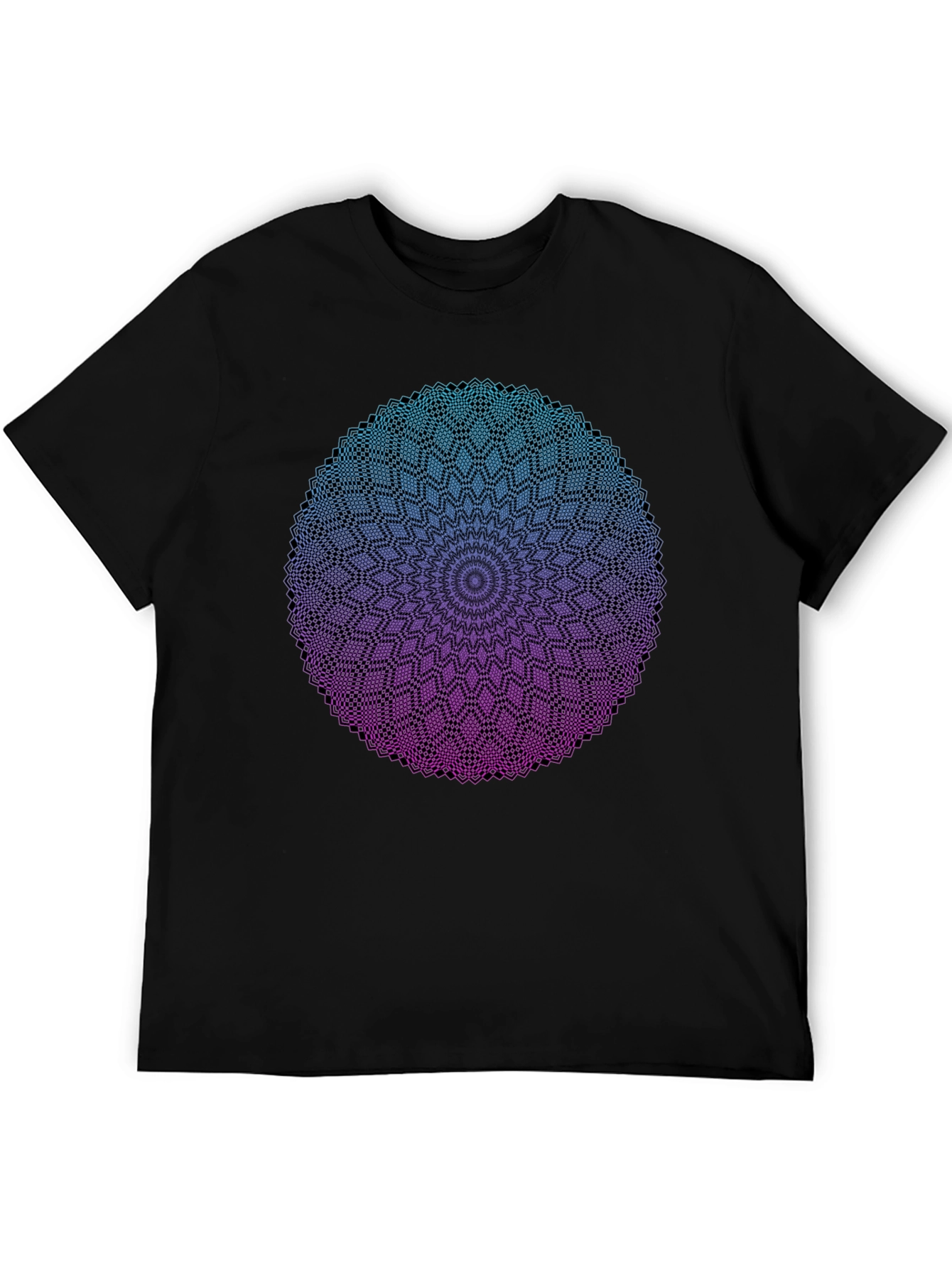 Mandala Ombre Graphic Tee - Modern Geometric Design