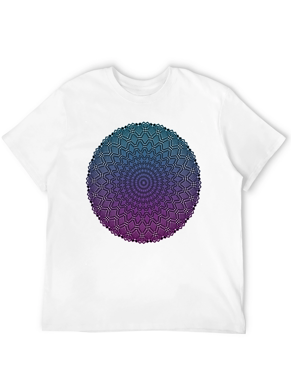 Mandala Ombre Graphic Tee - Modern Geometric Design