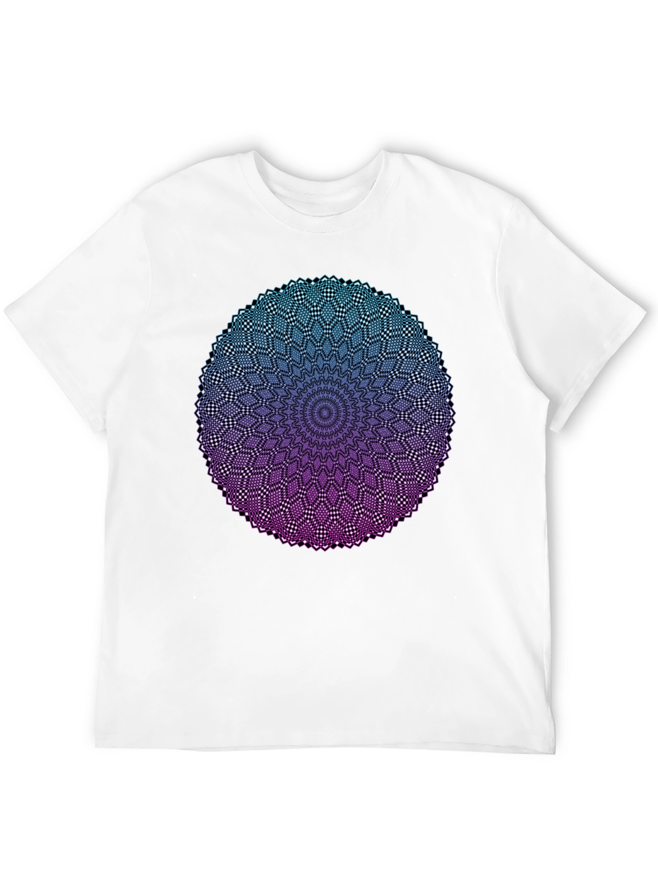 Mandala Ombre Graphic Tee - Modern Geometric Design