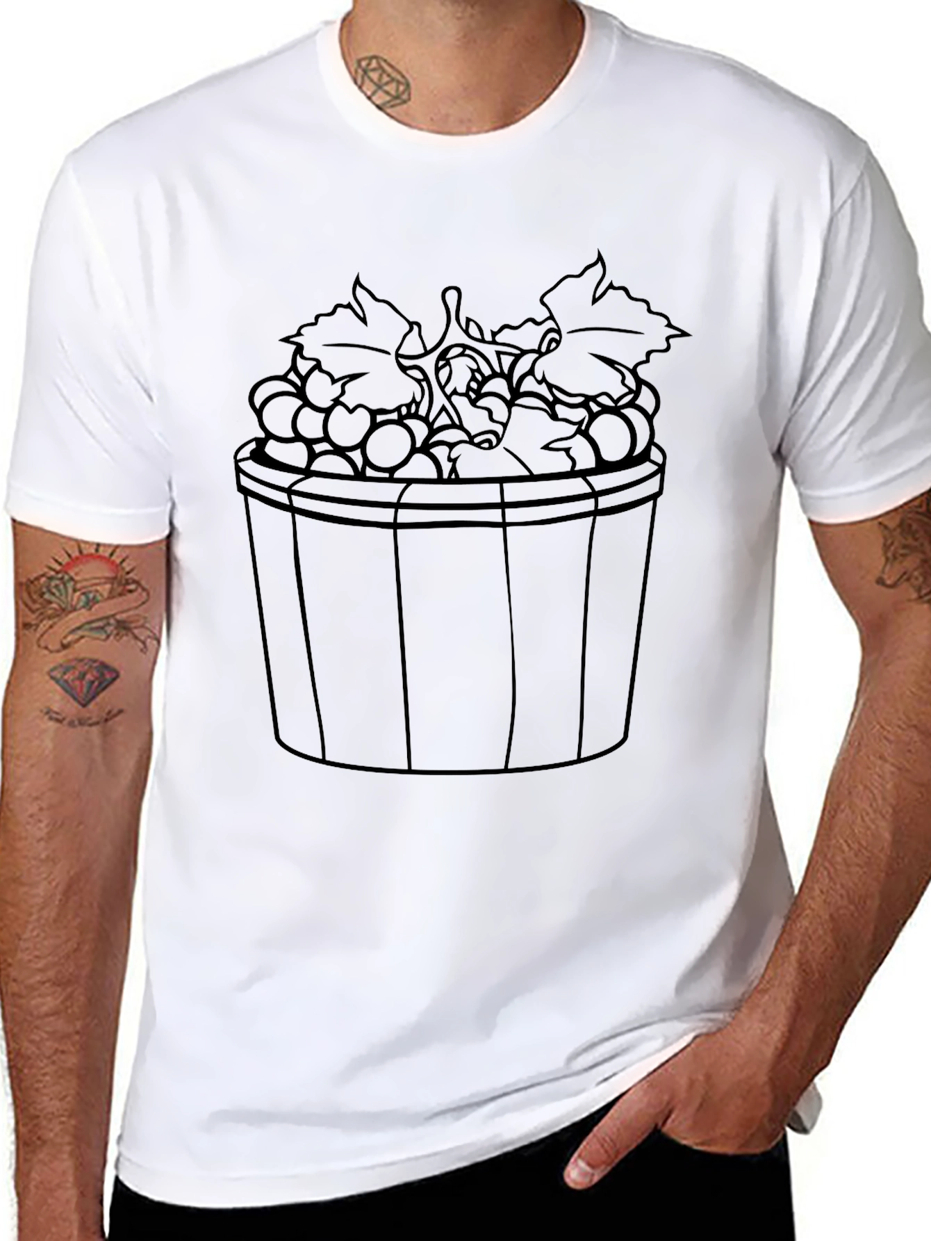 Grapes in Basket Graphic T-Shirt