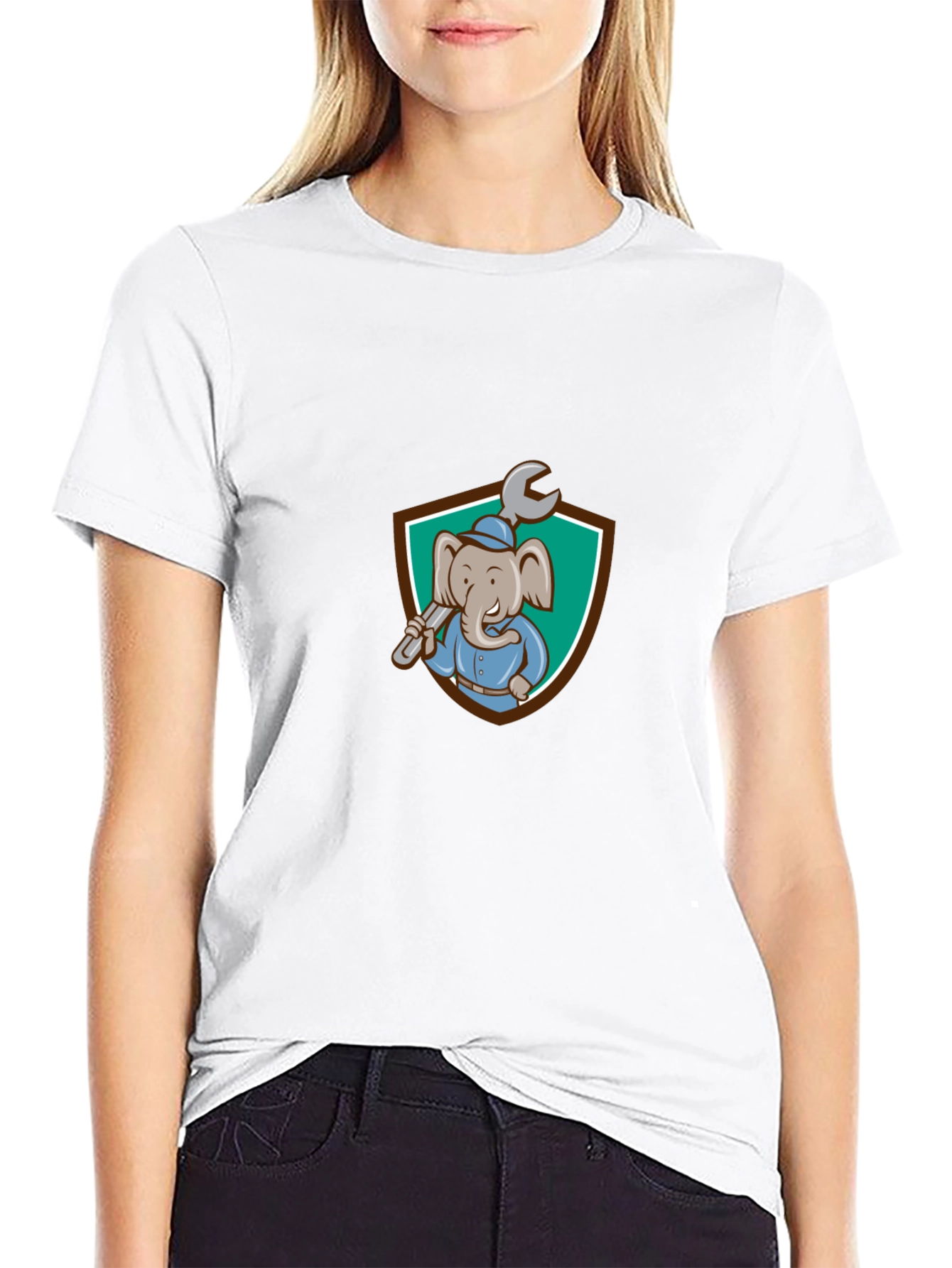 Elephant Mechanic T-Shirt - Cartoon Graphic Tee