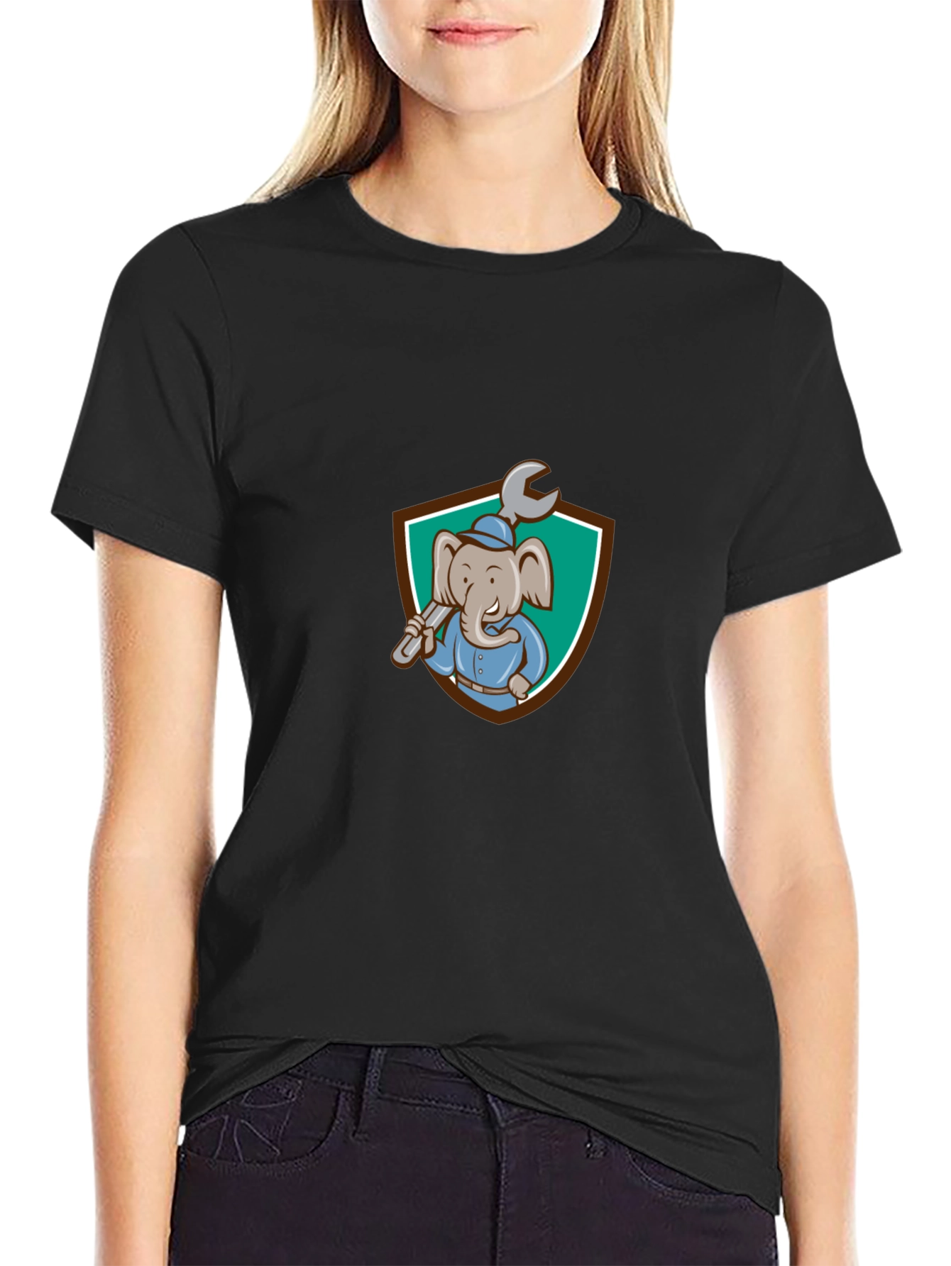Elephant Mechanic T-Shirt - Cartoon Graphic Tee