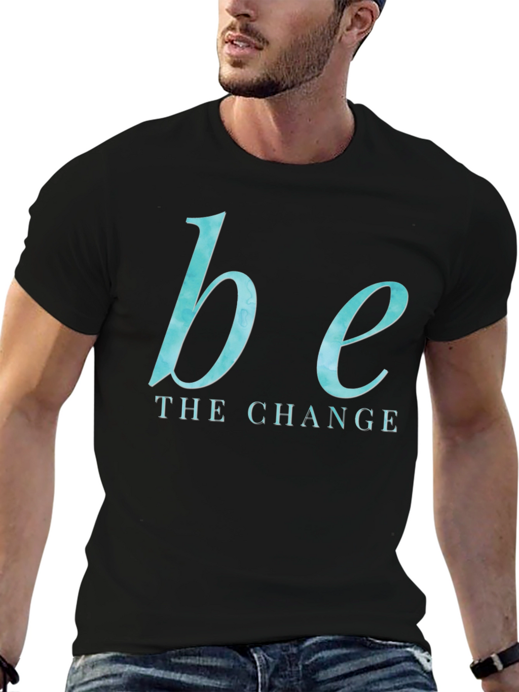 Be the Change Graphic Tee - Black Cotton Blend