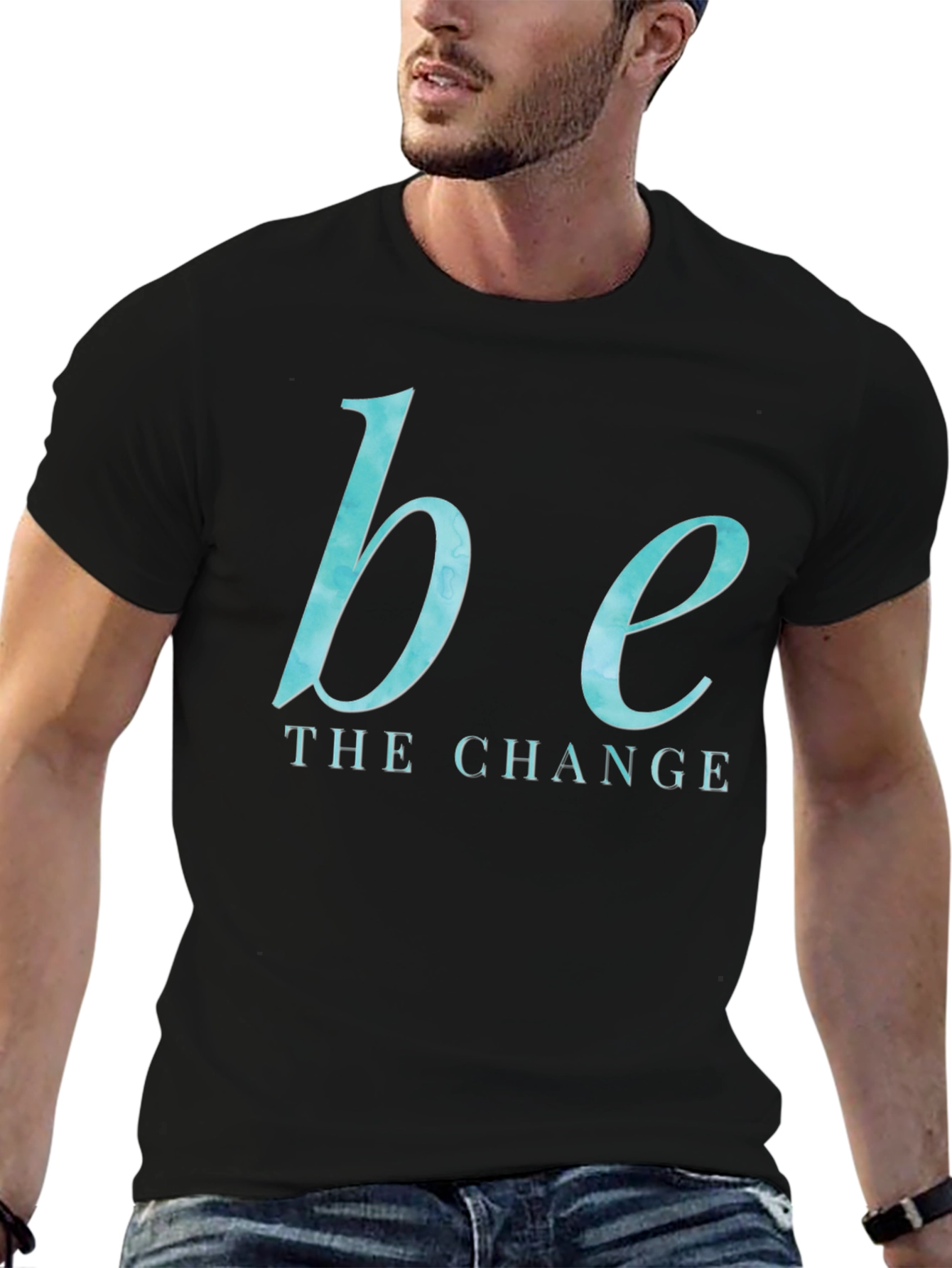 Be the Change Graphic Tee - Black Cotton Blend
