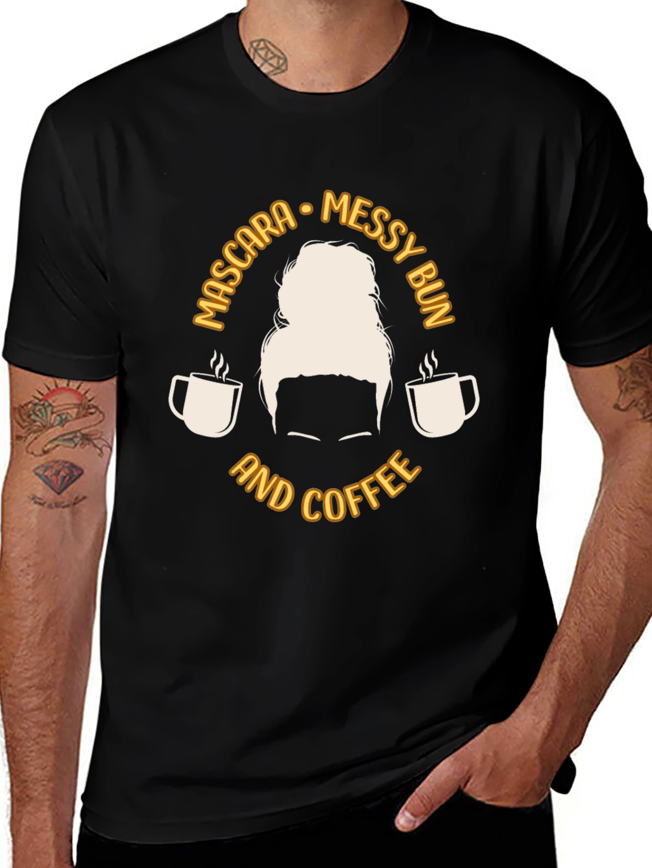 Messy Bun Coffee T-Shirt - Casual Graphic Tee