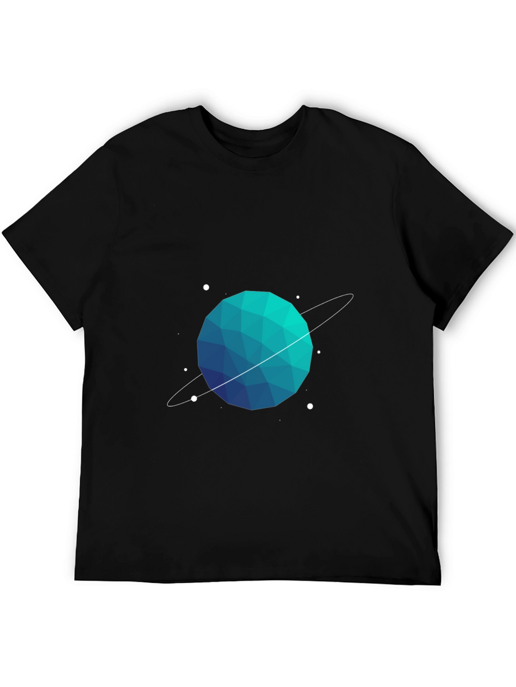 Geometric Planet Graphic Tee - Black Cotton Blend