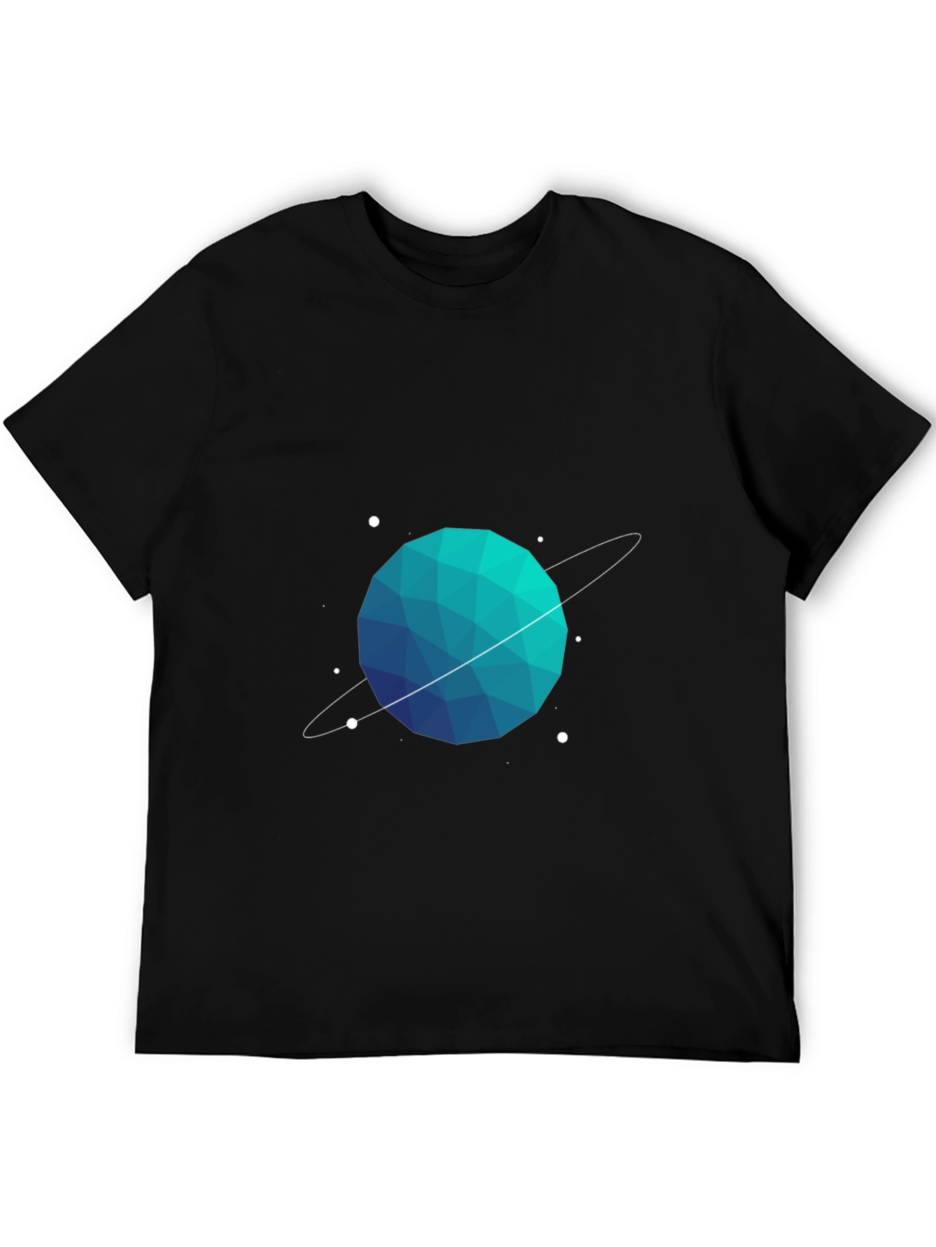 Geometric Planet Graphic Tee - Black Cotton Blend