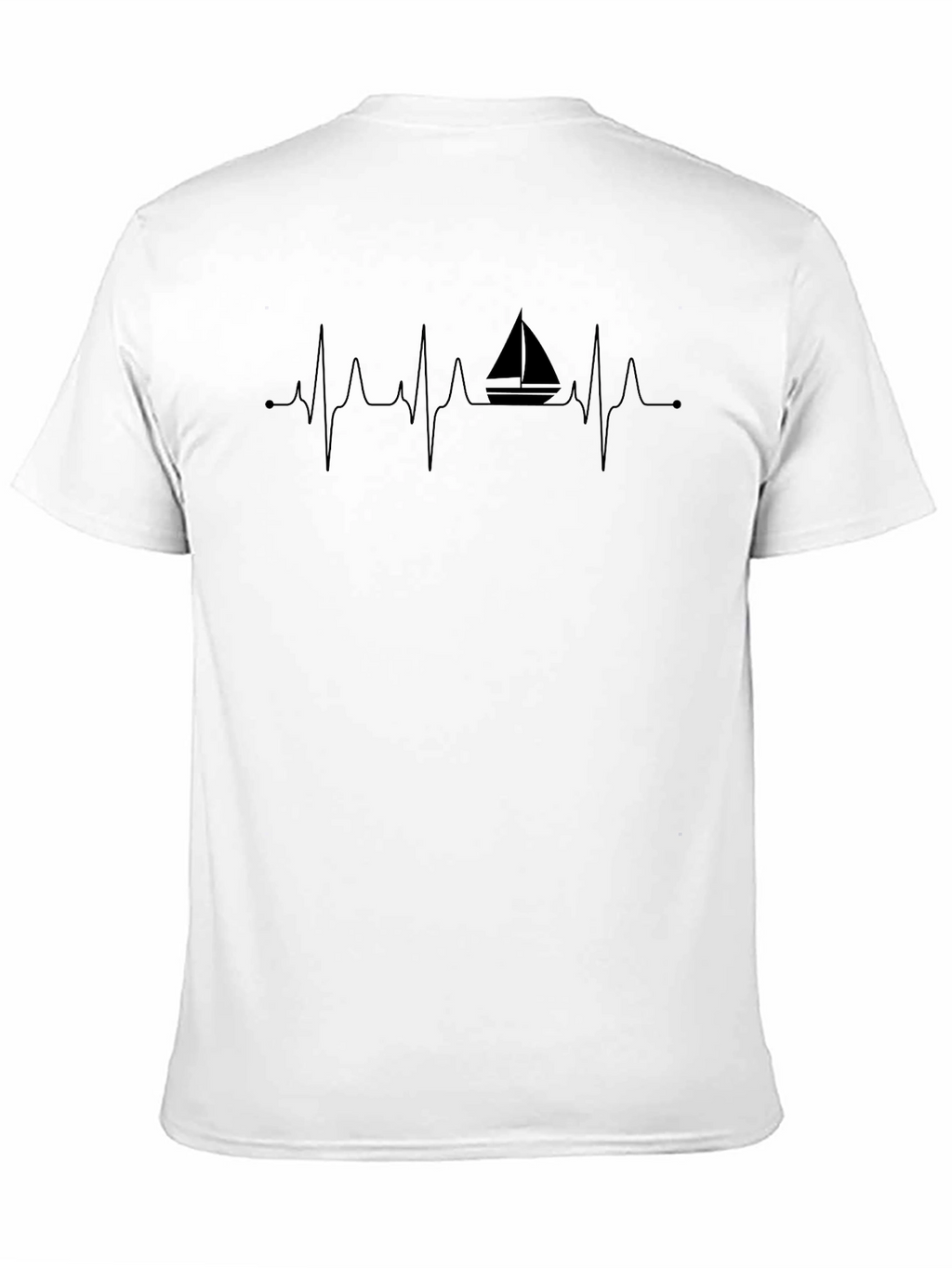 Sailboat Heartbeat Mens Black T-Shirt