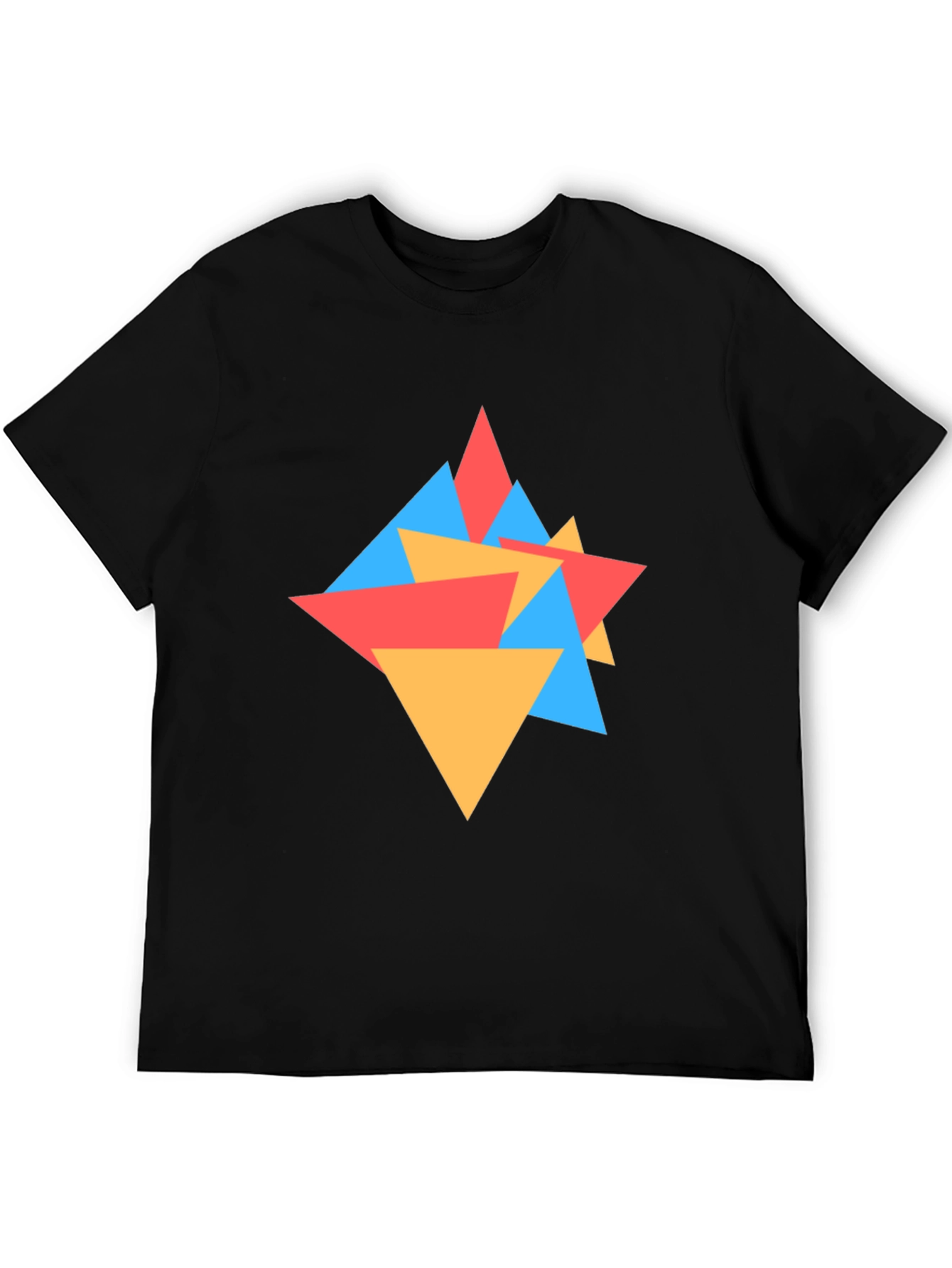 Geometric Triangle Pattern Black Tee