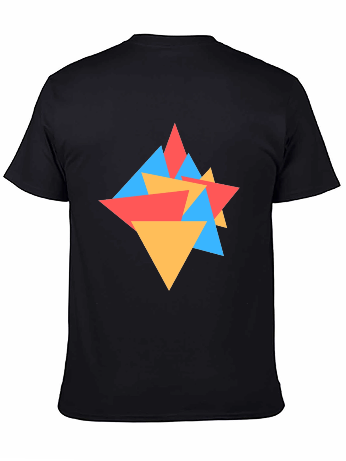 Geometric Triangle Pattern Black Tee