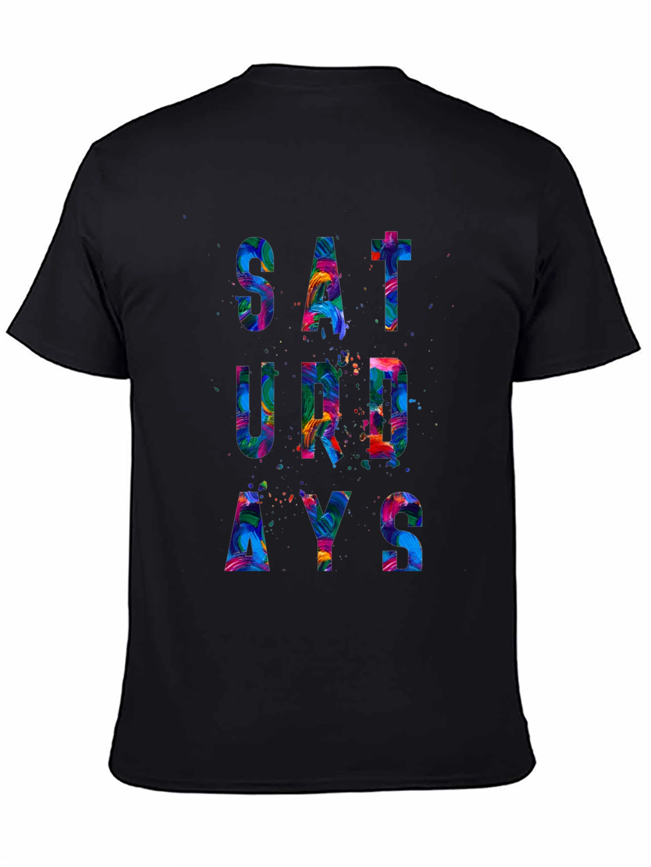 Colorful Saturday Graphic Tee - Mens Black T-Shirt