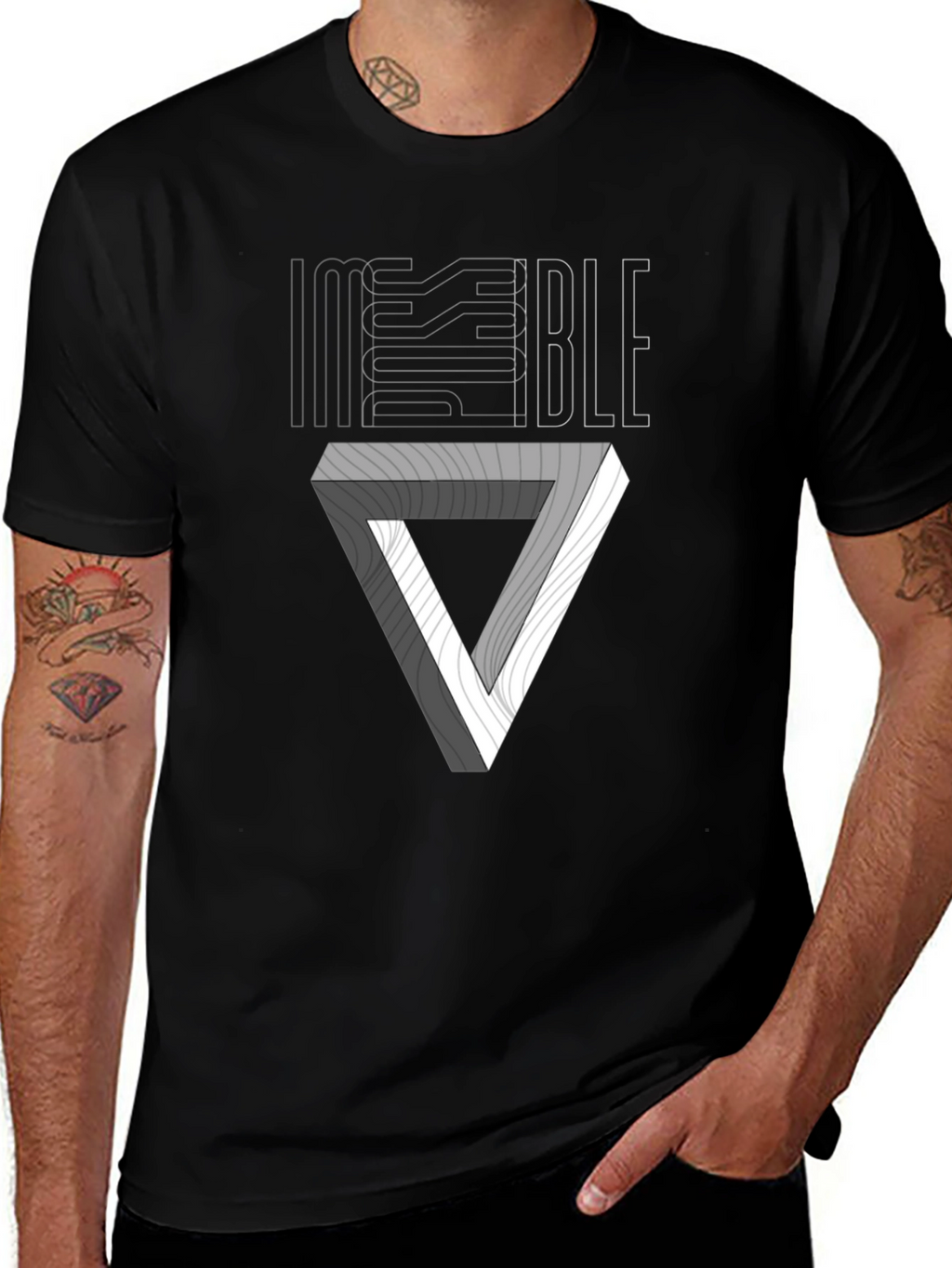 Impossible Triangle Graphic T-Shirt - Stylish Optical Illusion Tee