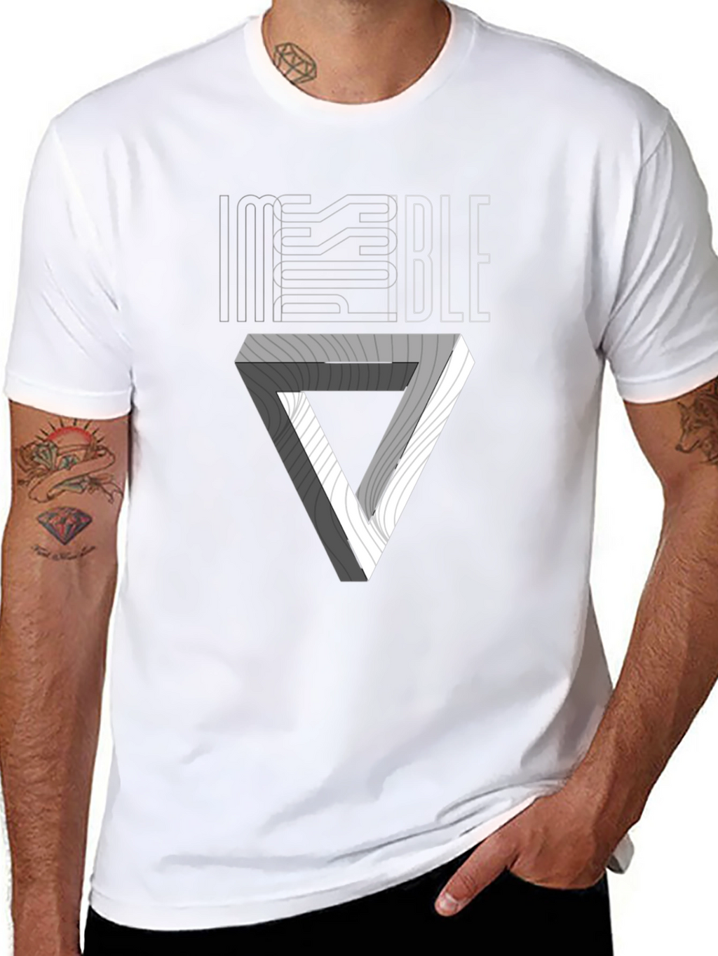 Impossible Triangle Graphic T-Shirt - Stylish Optical Illusion Tee