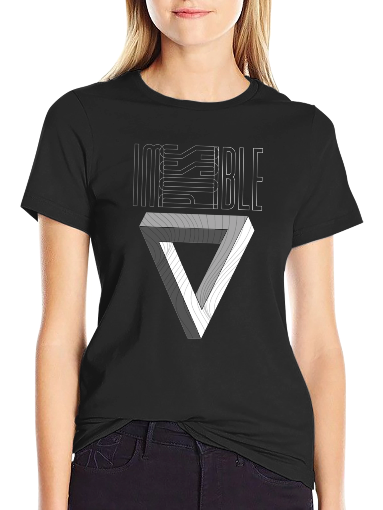 Impossible Triangle Graphic T-Shirt - Stylish Optical Illusion Tee