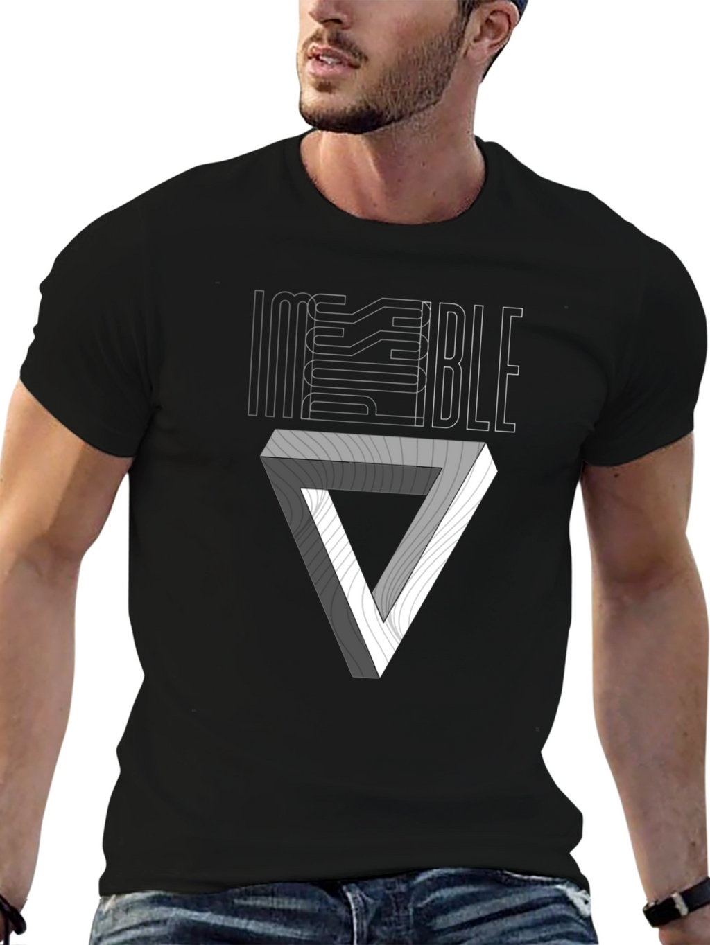 Impossible Triangle Graphic T-Shirt - Stylish Optical Illusion Tee